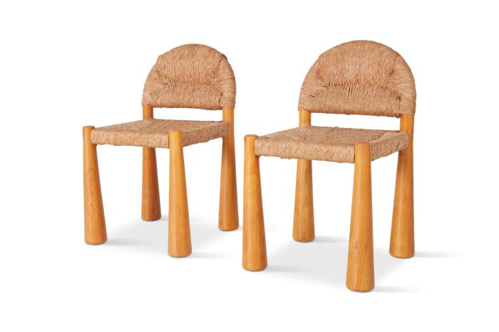 Wicker & Solid Pine Toscanolla Chairs by Alessandro Becchi for Giovanetti - 1970s