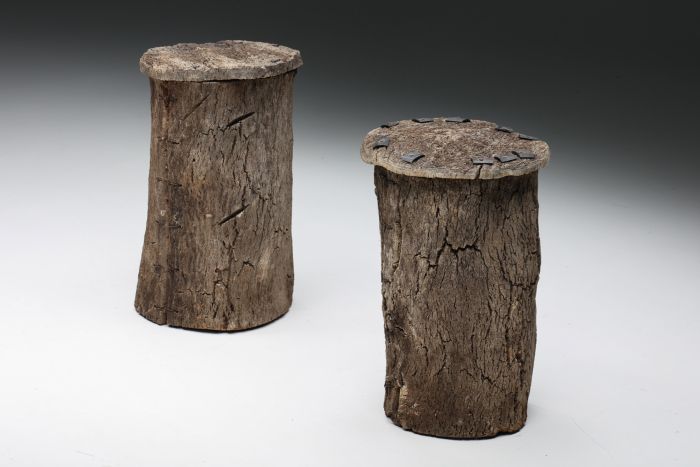 Wabi Sabi Pair of Bee Hive Stools - 19th Century