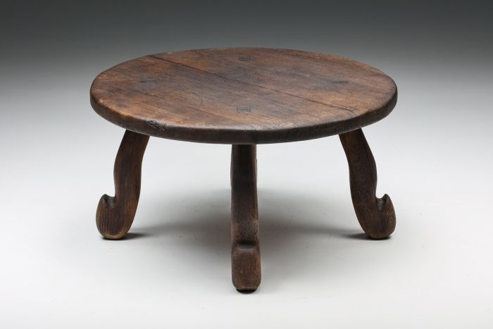 Wabi-Sabi Rustic Coffee Table with Hook Legs - 1940s