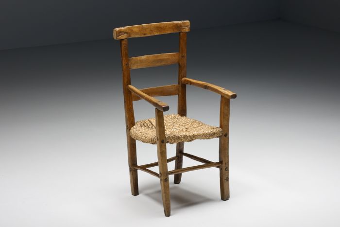 Wabi-Sabi Rustic Cord Armchair - 1940s