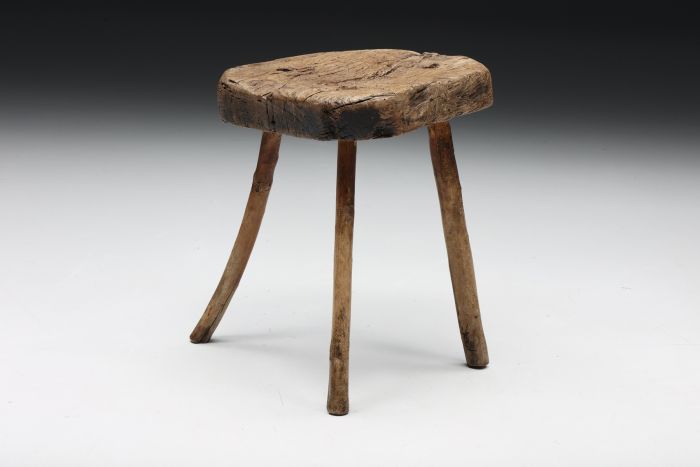 Rustic Wabi Sabi Tripod Stool - 1950s