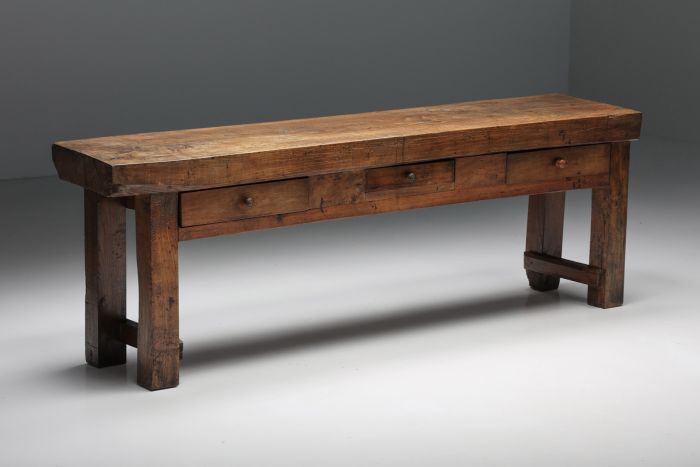 Walnut Three-Drawers Console Table - 19/20th Century