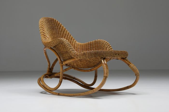 Wicker Rocking Chair Art Nouveau, France - 1905