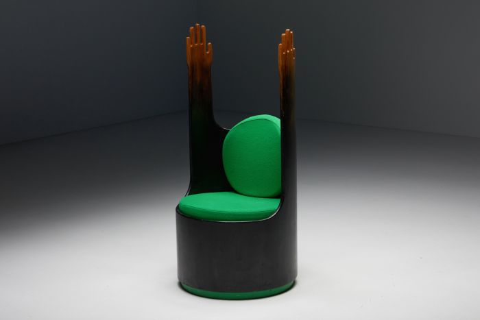 Italian Post-Modern Chair with Green Cushions - 1980's