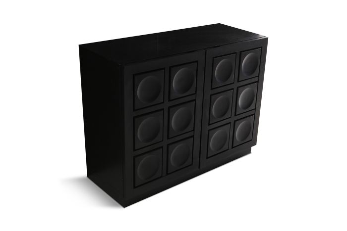 Geometric Two-Door Cabinet in Ebonized Oak - 1970s