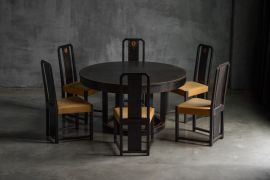 Art Deco Dining Chairs With Inlay Detail, Italy - 1930s