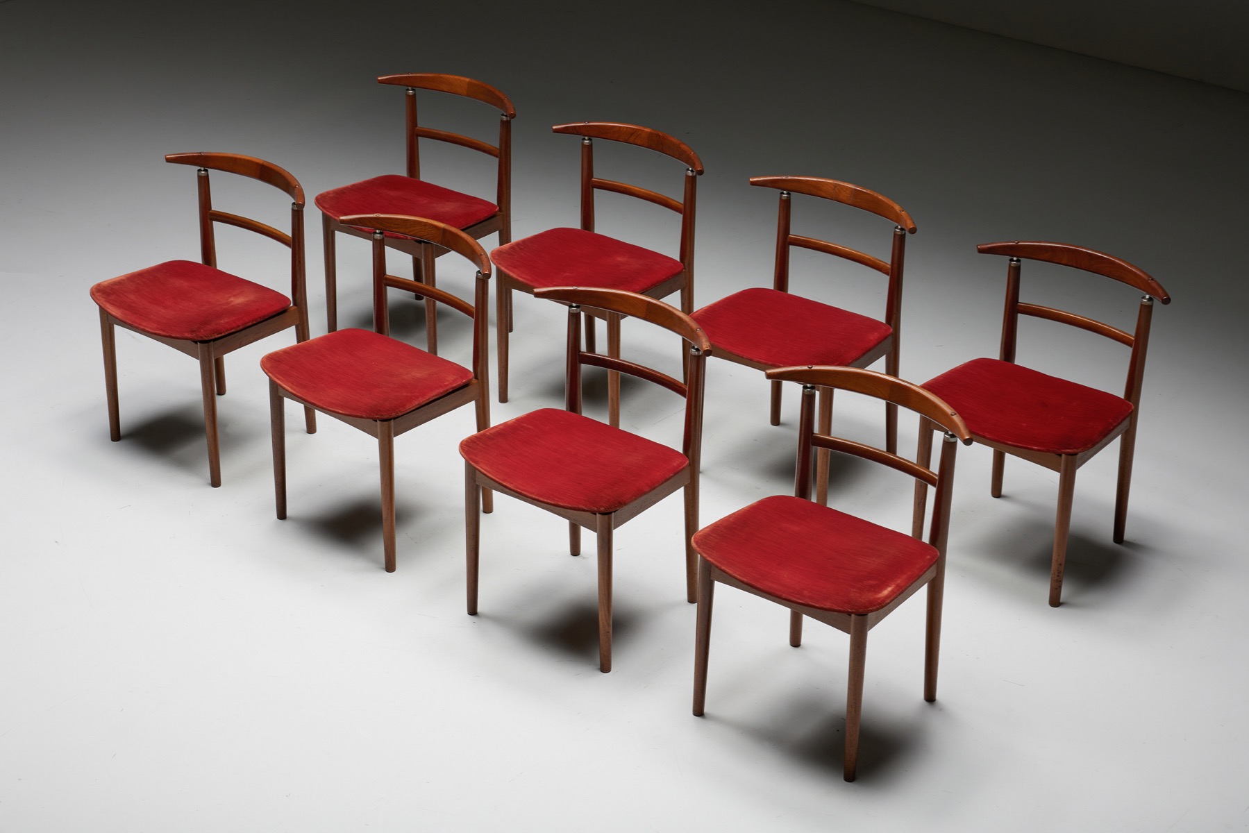 Sibast Dining Chairs in Red Velvet - 1960's