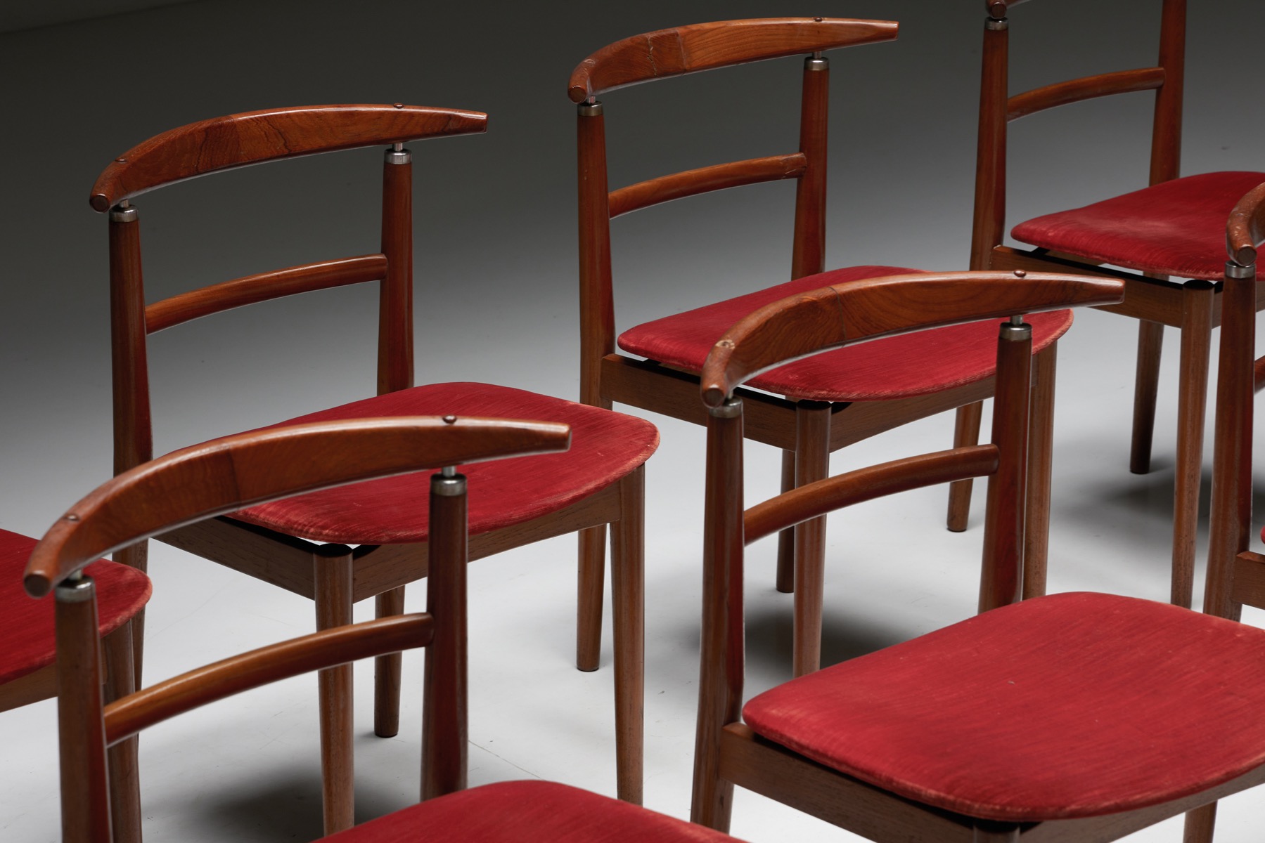 Sibast Dining Chairs in Red Velvet - 1960's