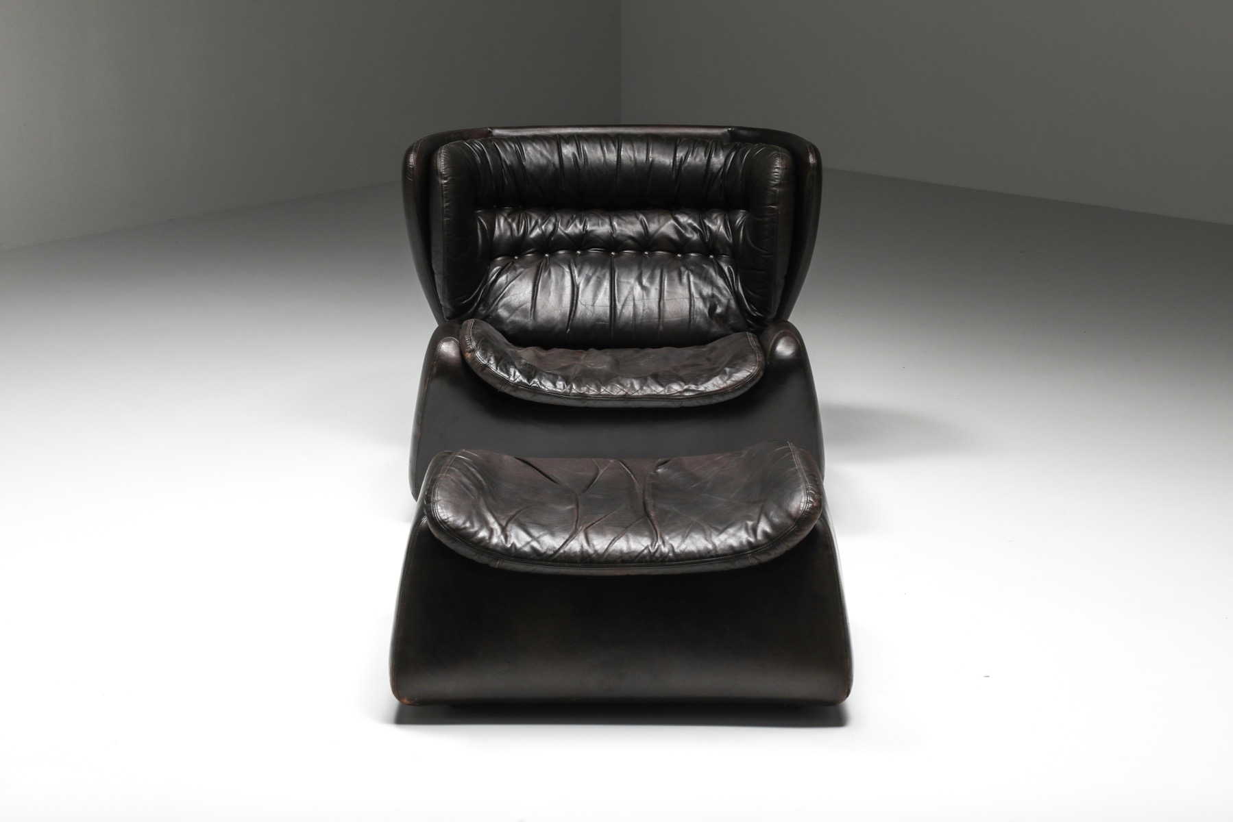 Dark Brown 'Pasha' Lounge Chairs with Ottoman by Durlet - 1970's