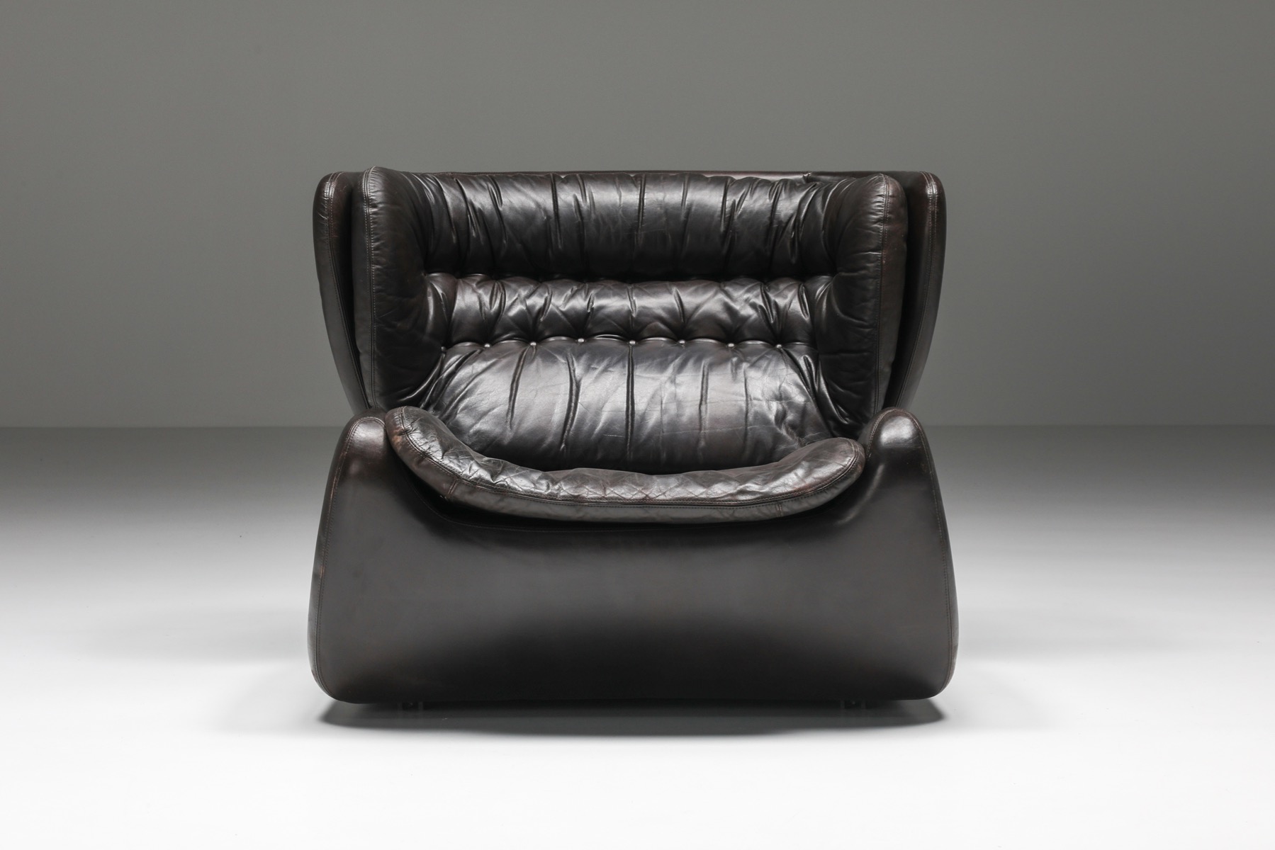 Dark Brown 'Pasha' Lounge Chairs with Ottoman by Durlet - 1970's