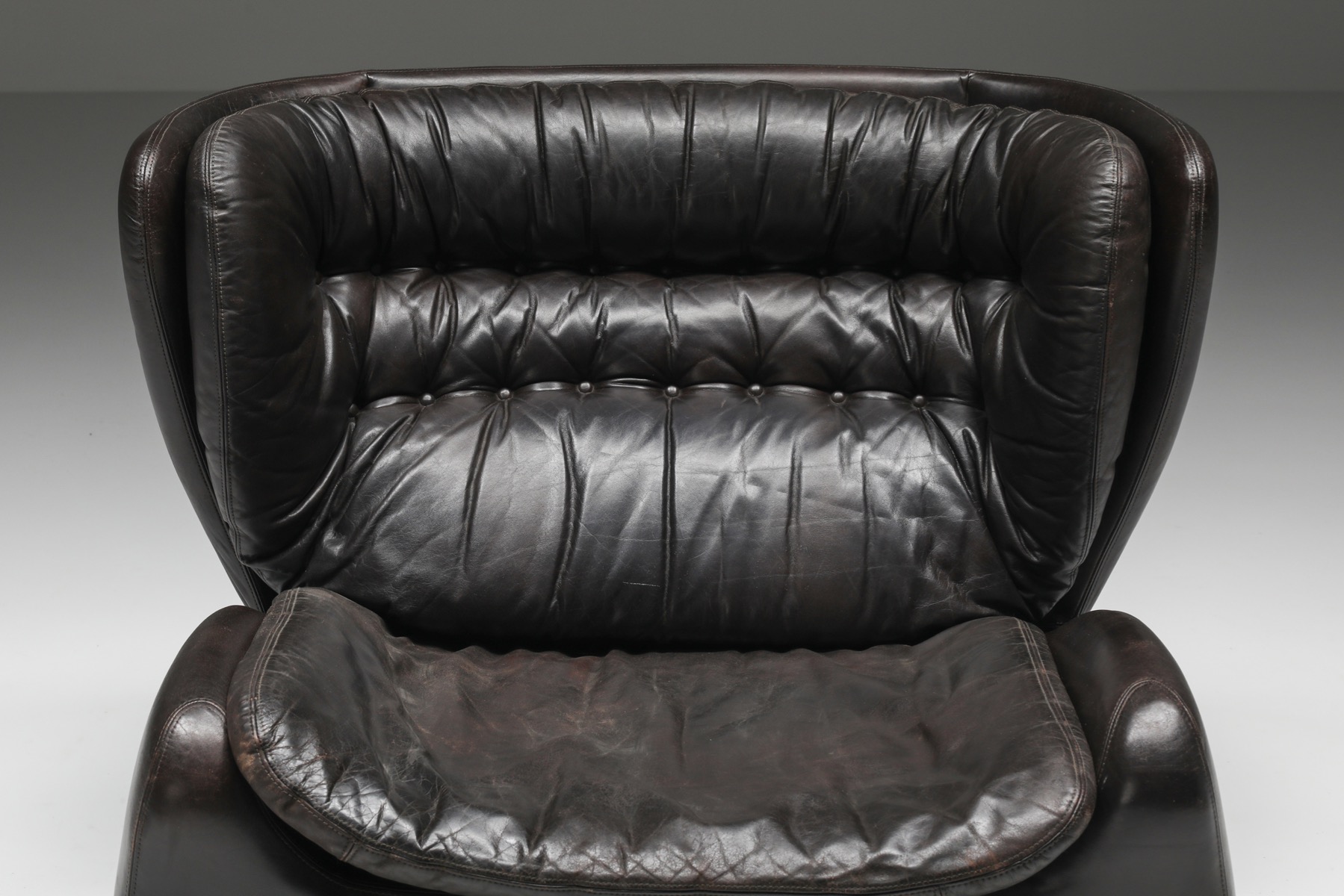 Dark Brown 'Pasha' Lounge Chairs with Ottoman by Durlet - 1970's