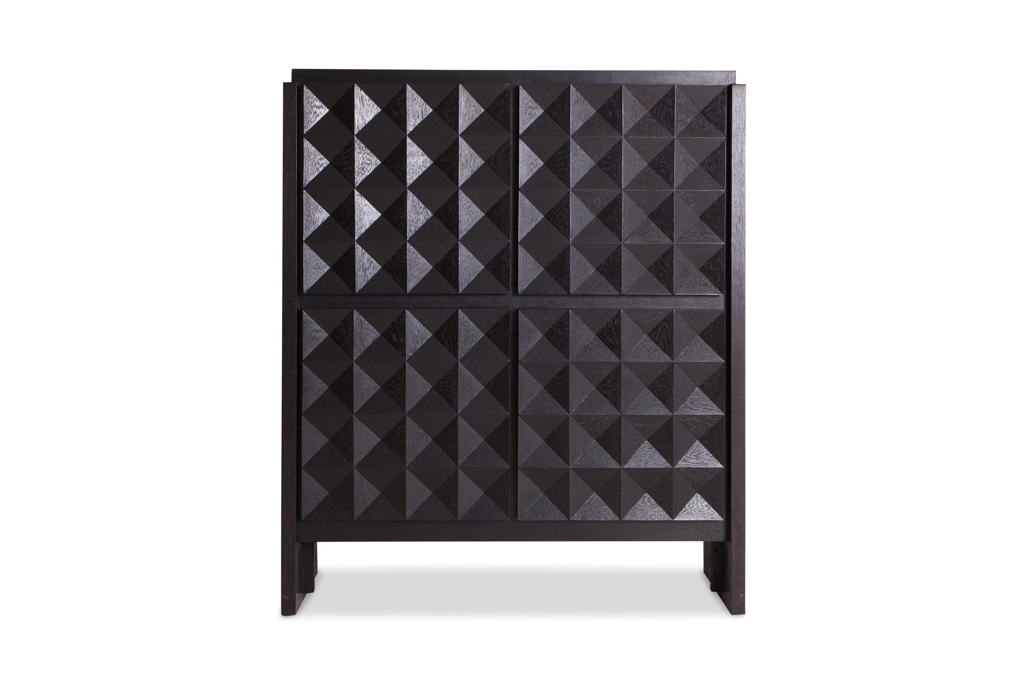 Brutalist Diamond Cabinet in Stained Oak - 1970s