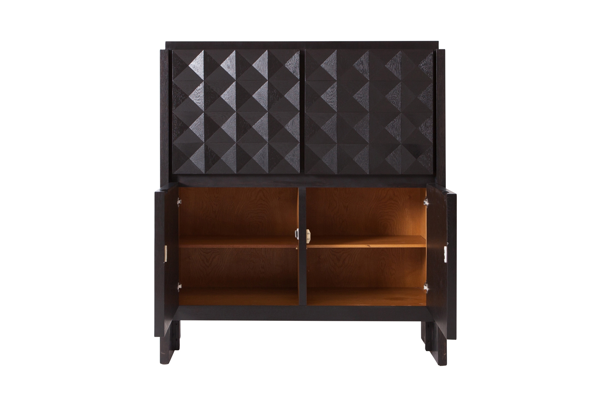 Brutalist Diamond Cabinet in Stained Oak - 1970s