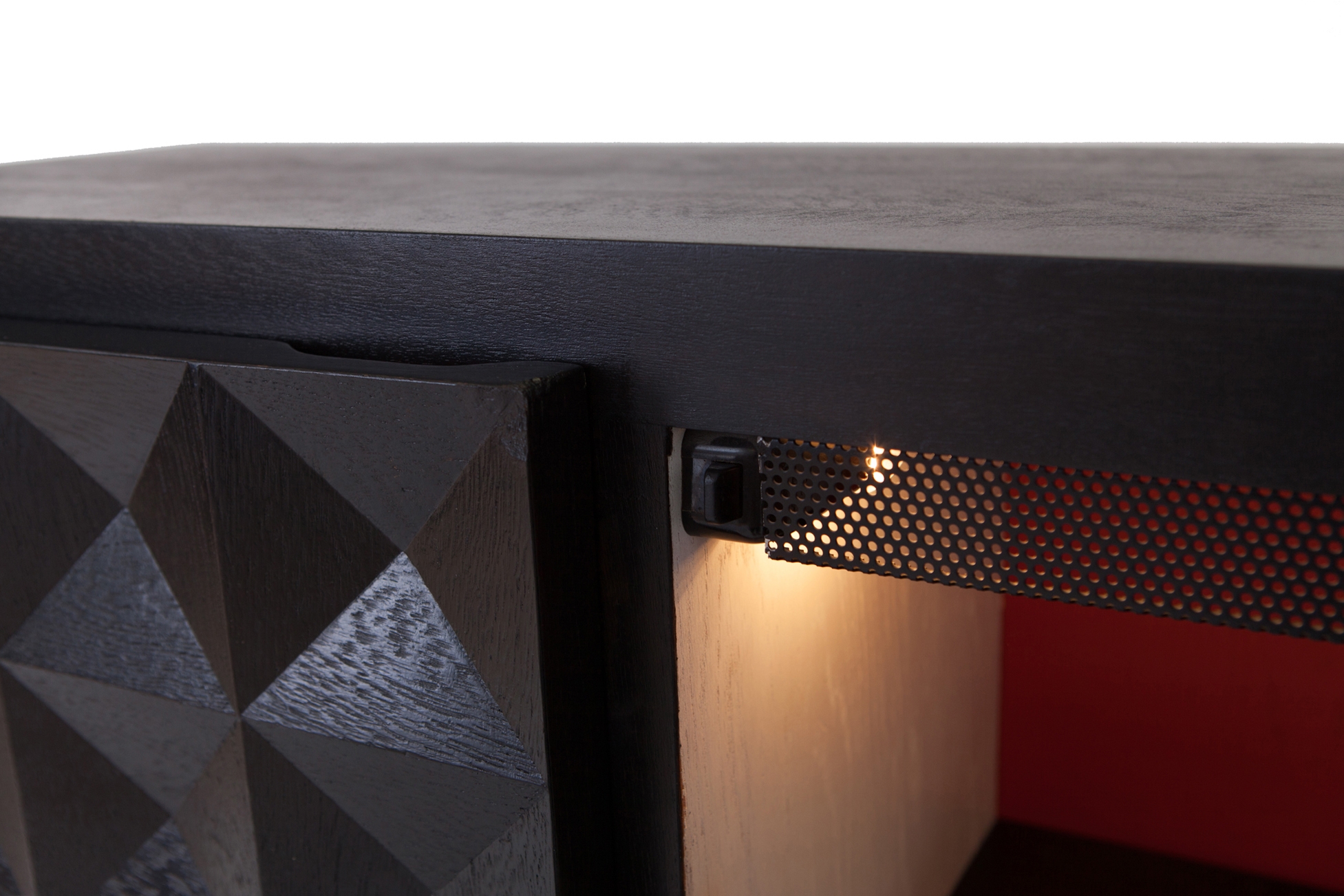 Brutalist Diamond Cabinet in Stained Oak - 1970s