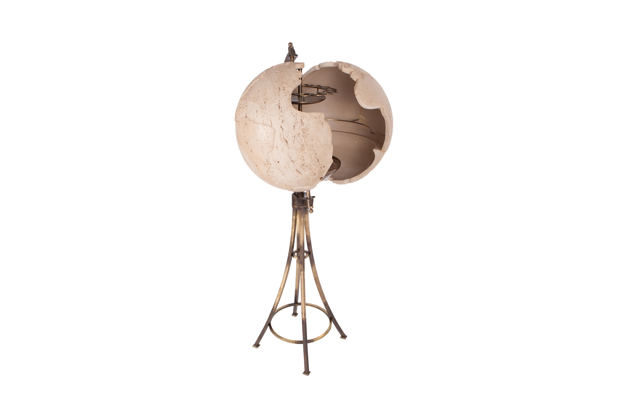 Maison Jansen Brass ‘Moon’ Globe Bar - 1980s