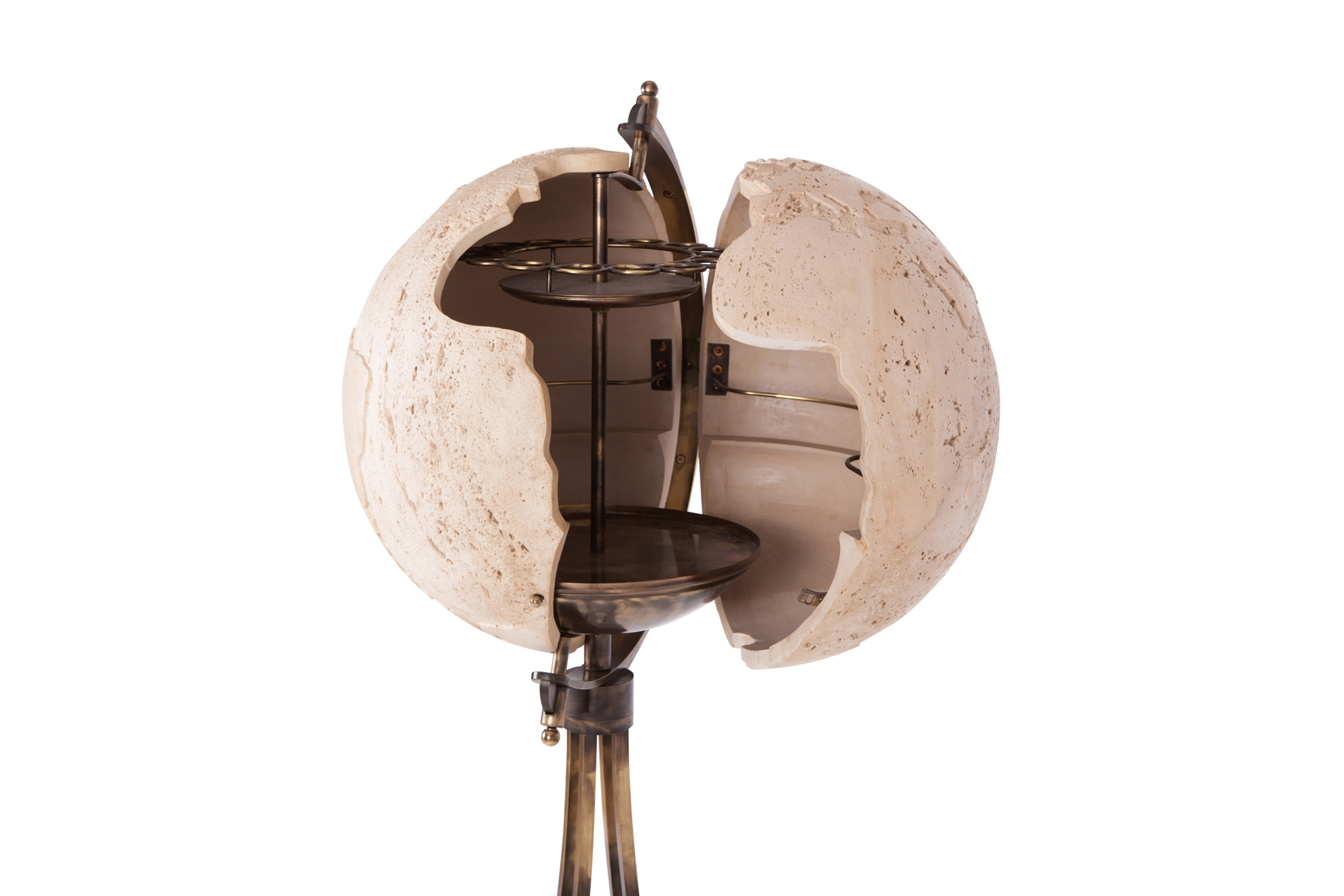 Maison Jansen Brass ‘Moon’ Globe Bar - 1980s