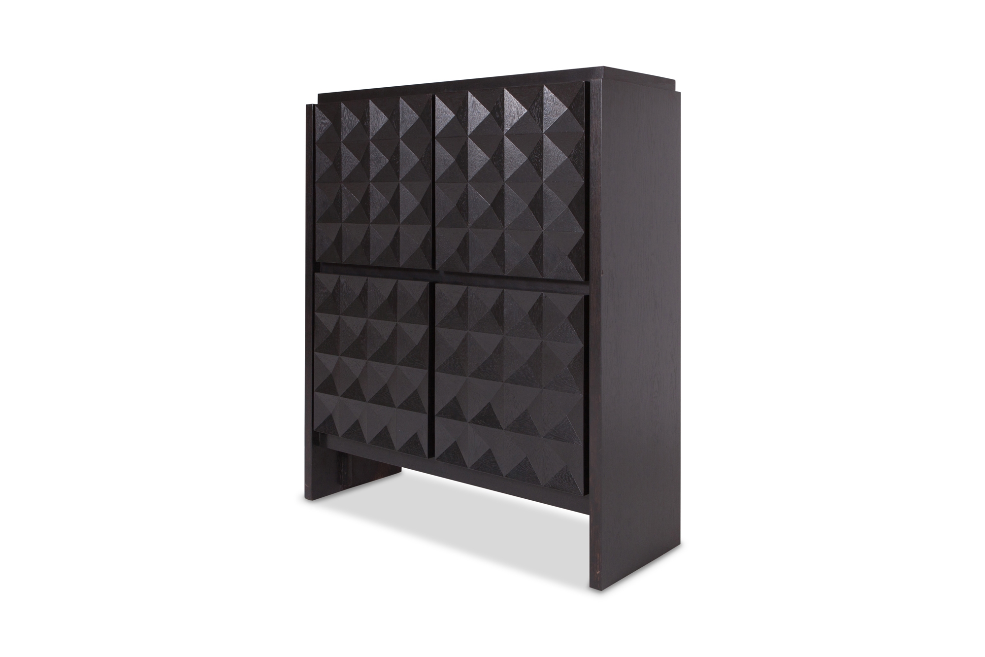 Brutalist Diamond Cabinet in Stained Oak - 1970s