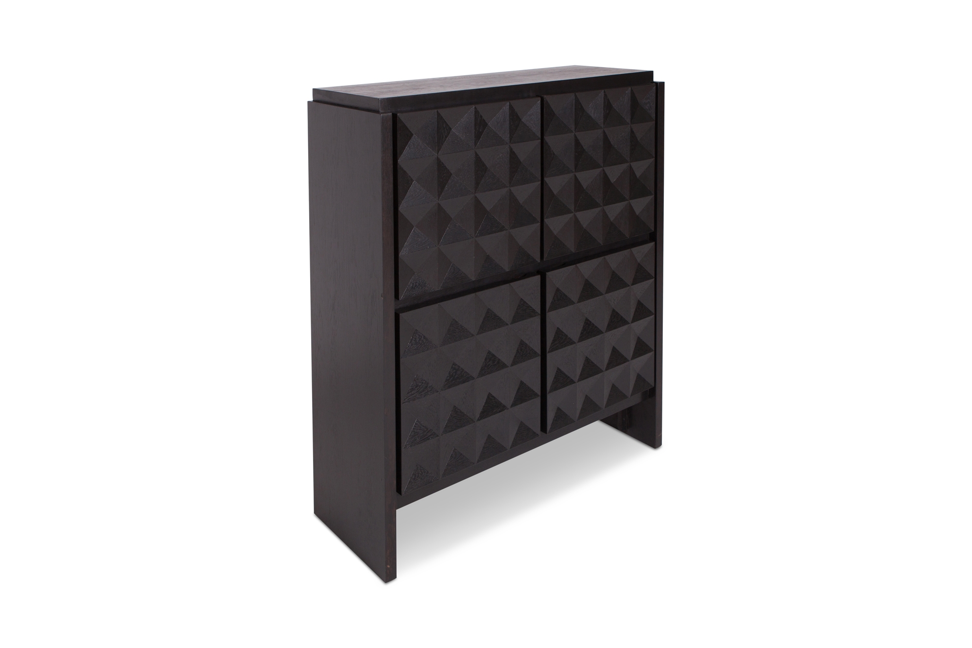 Brutalist Diamond Cabinet in Stained Oak - 1970s