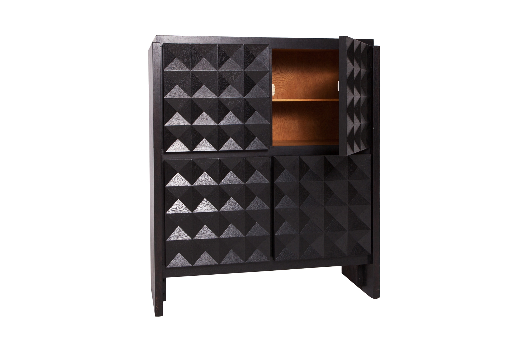Brutalist Diamond Cabinet in Stained Oak - 1970s