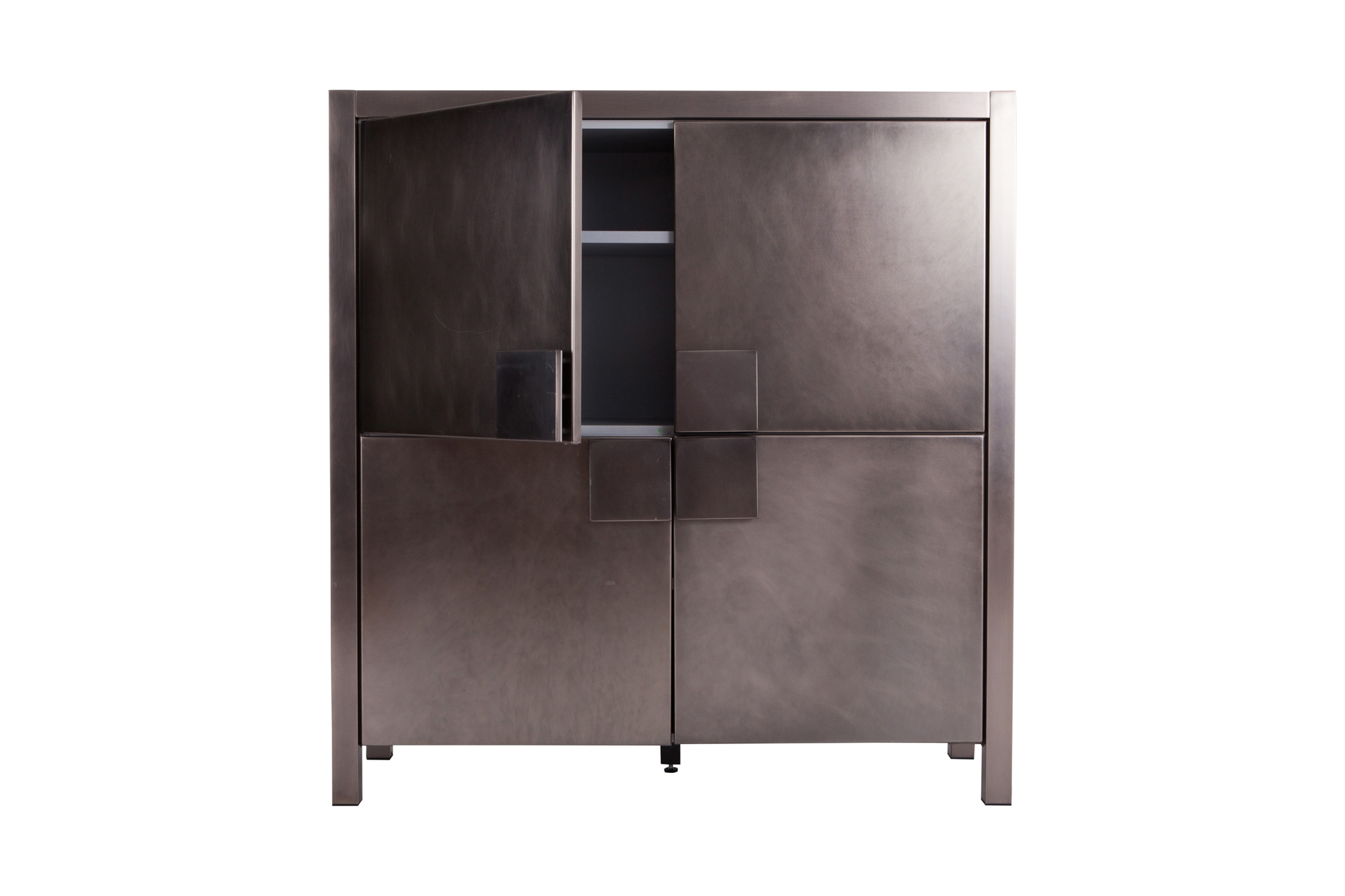 Maison Jansen Steel Brushed Four-Door Cabinet - 1970s
