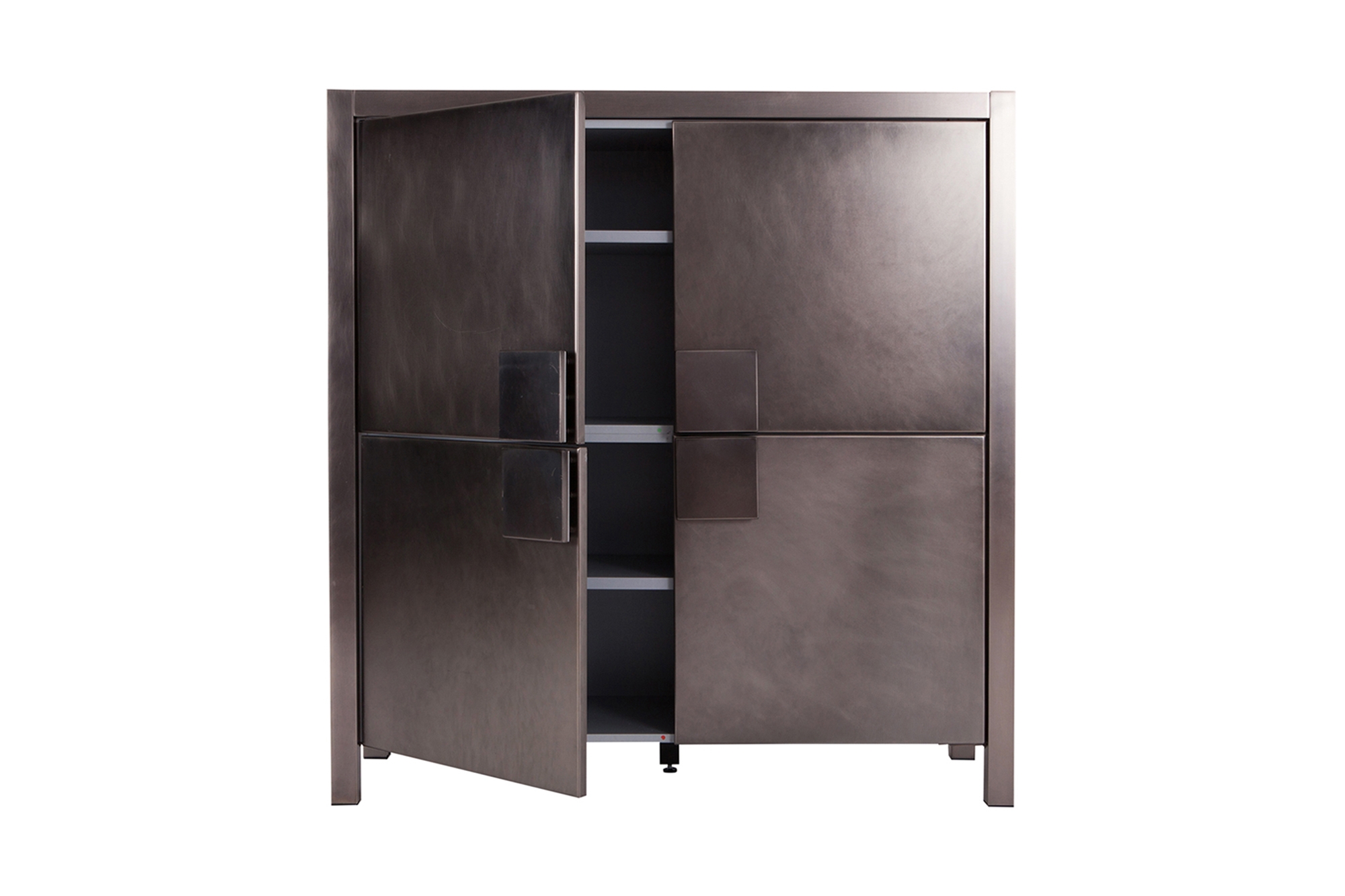 Maison Jansen Steel Brushed Four-Door Cabinet - 1970s