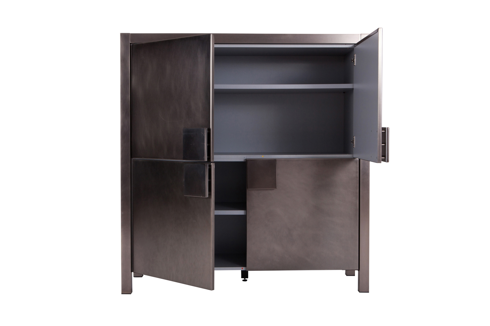 Maison Jansen Steel Brushed Four-Door Cabinet - 1970s