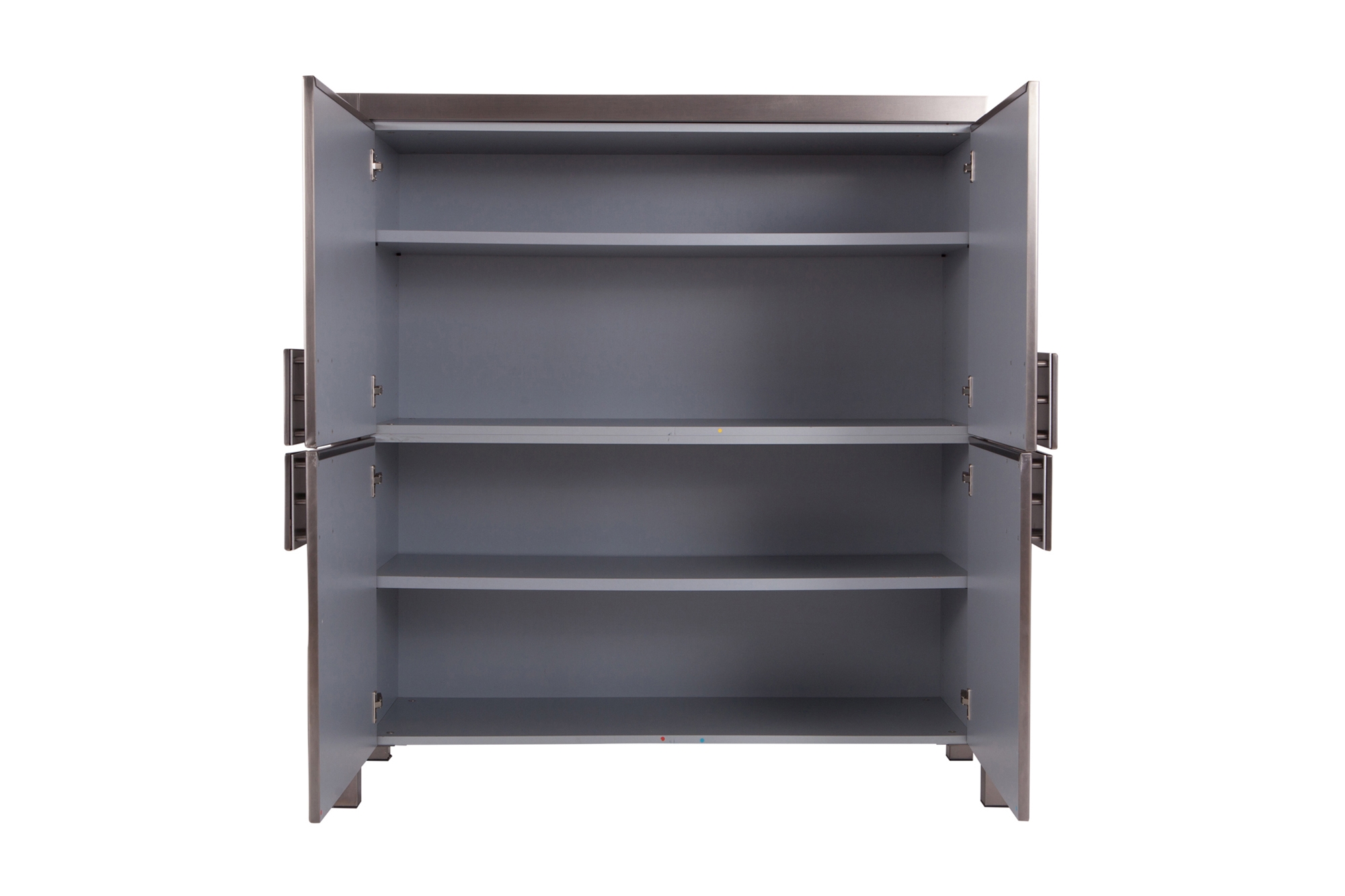 Maison Jansen Steel Brushed Four-Door Cabinet - 1970s