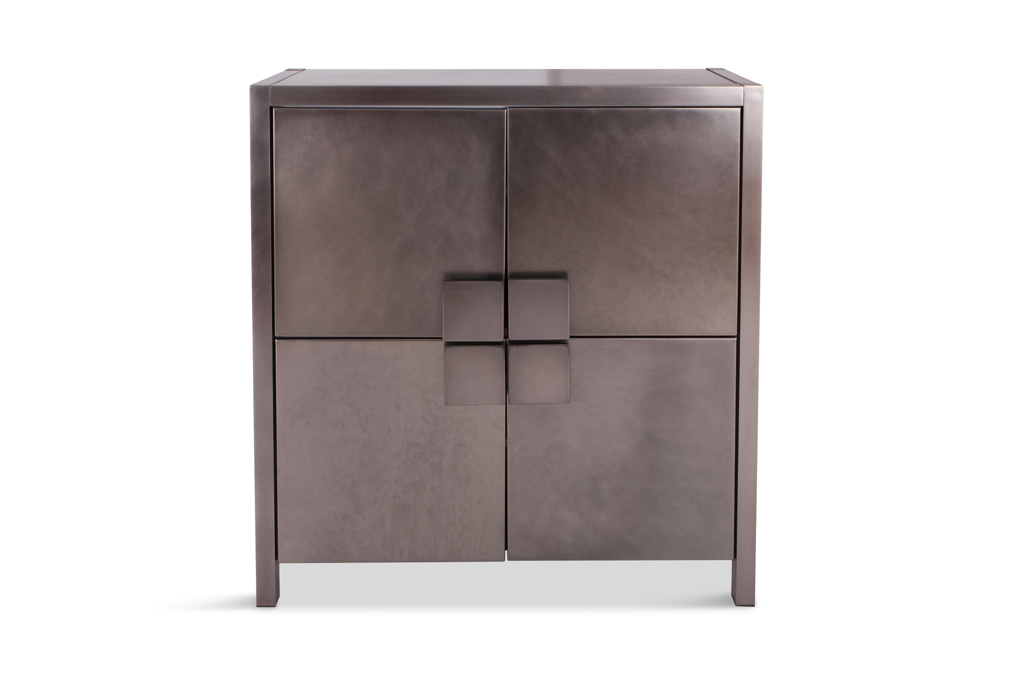 Maison Jansen Steel Brushed Four-Door Cabinet - 1970s