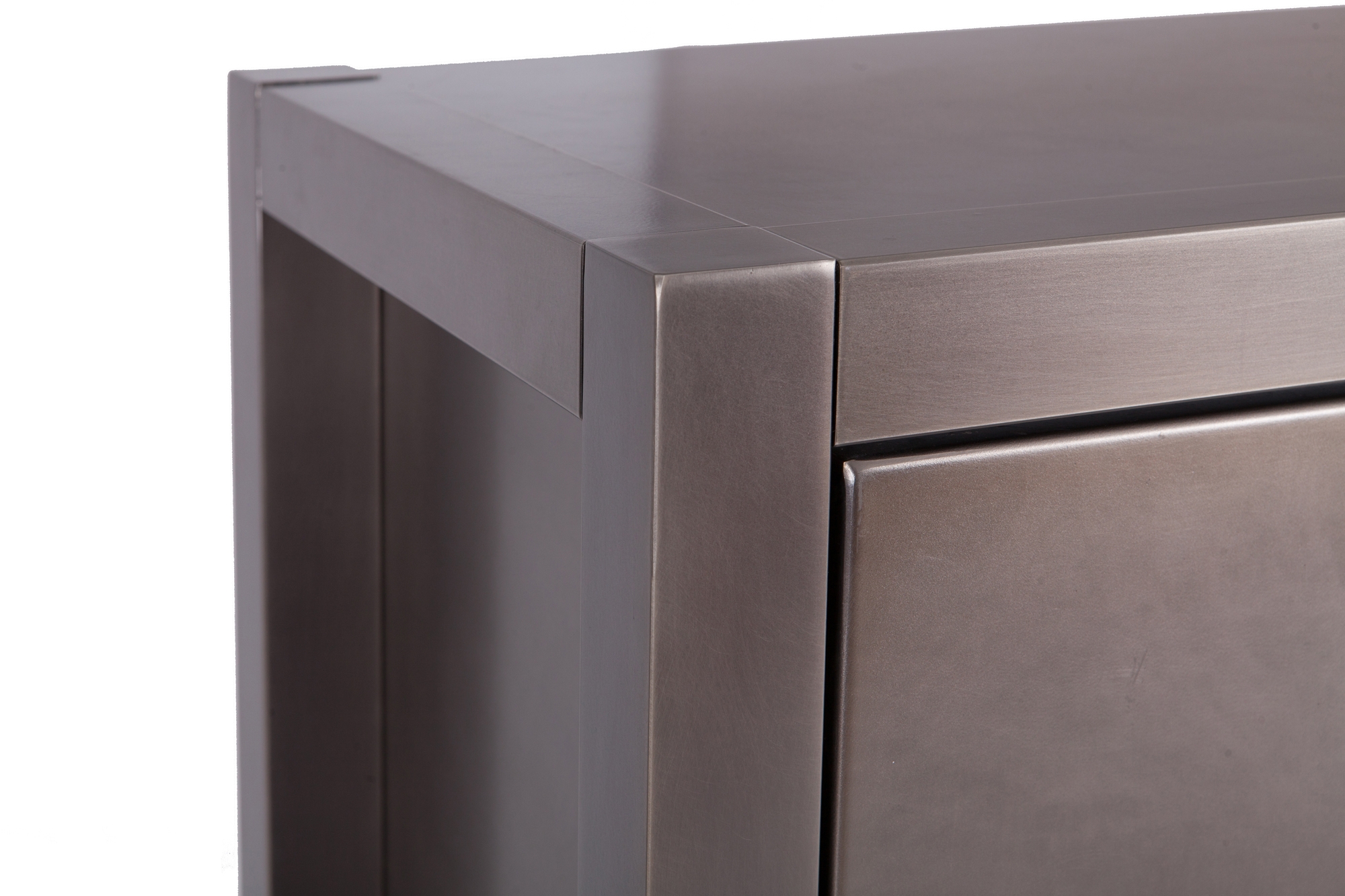 Maison Jansen Steel Brushed Four-Door Cabinet - 1970s