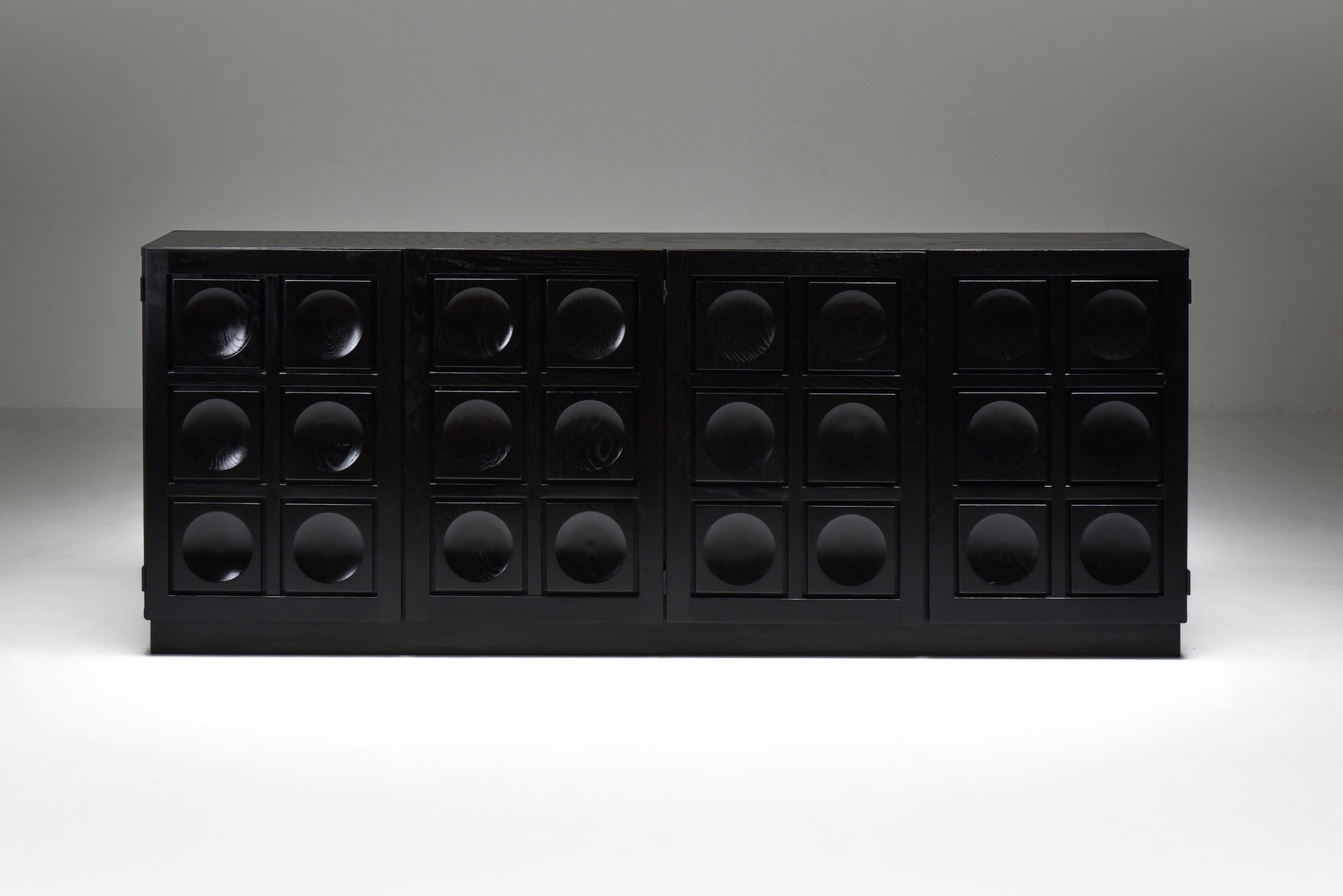 Brutalist Credenza in Black Stained Oak - 1970's