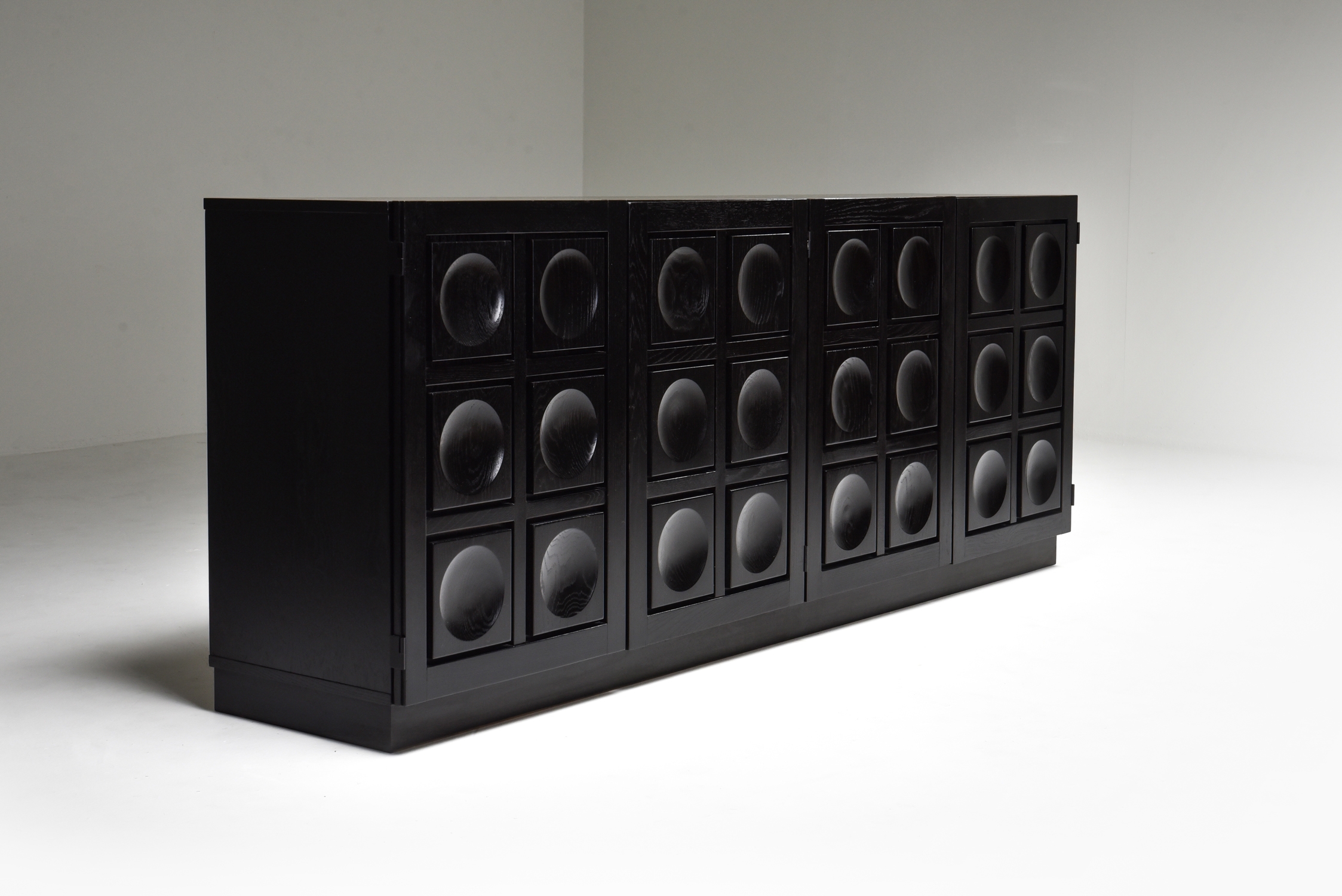 Brutalist Credenza in Black Stained Oak - 1970's