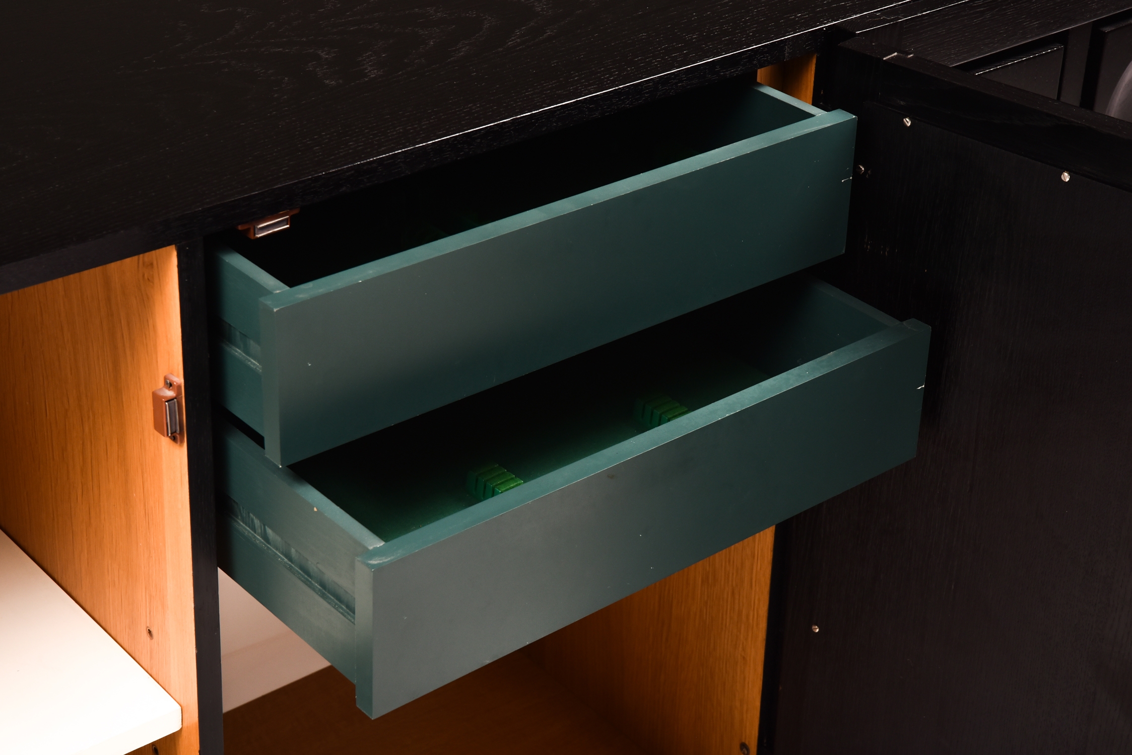 Brutalist Credenza in Black Stained Oak - 1970's