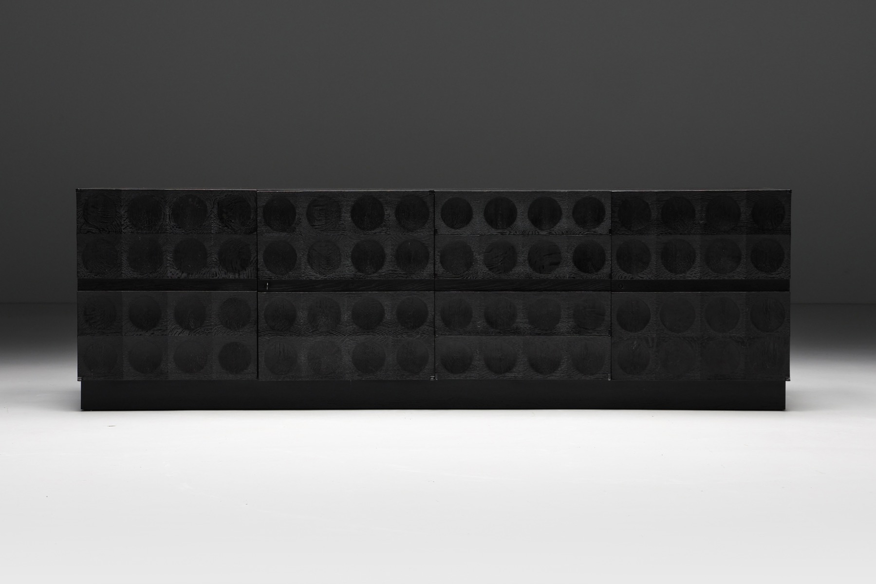 De Coene Brutalist Sideboard with Circular Patterned Doors - 1970's