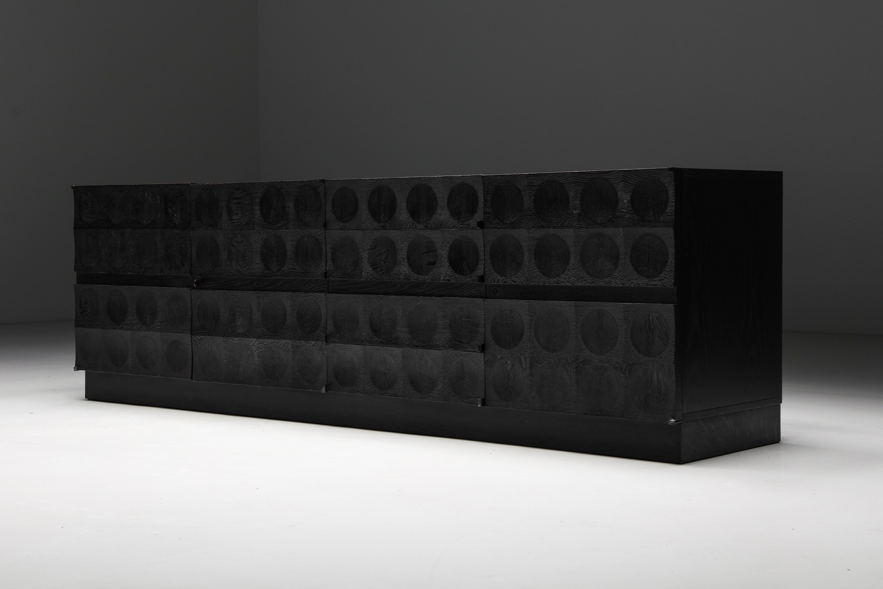 De Coene Brutalist Sideboard with Circular Patterned Doors - 1970's