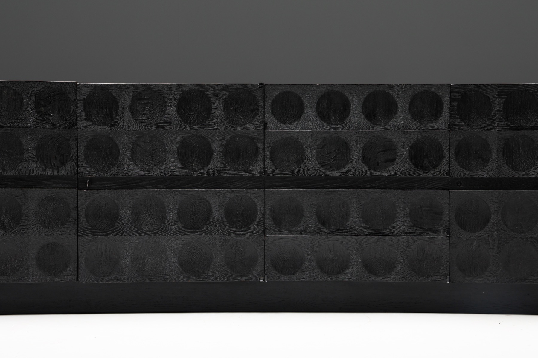 De Coene Brutalist Sideboard with Circular Patterned Doors - 1970's