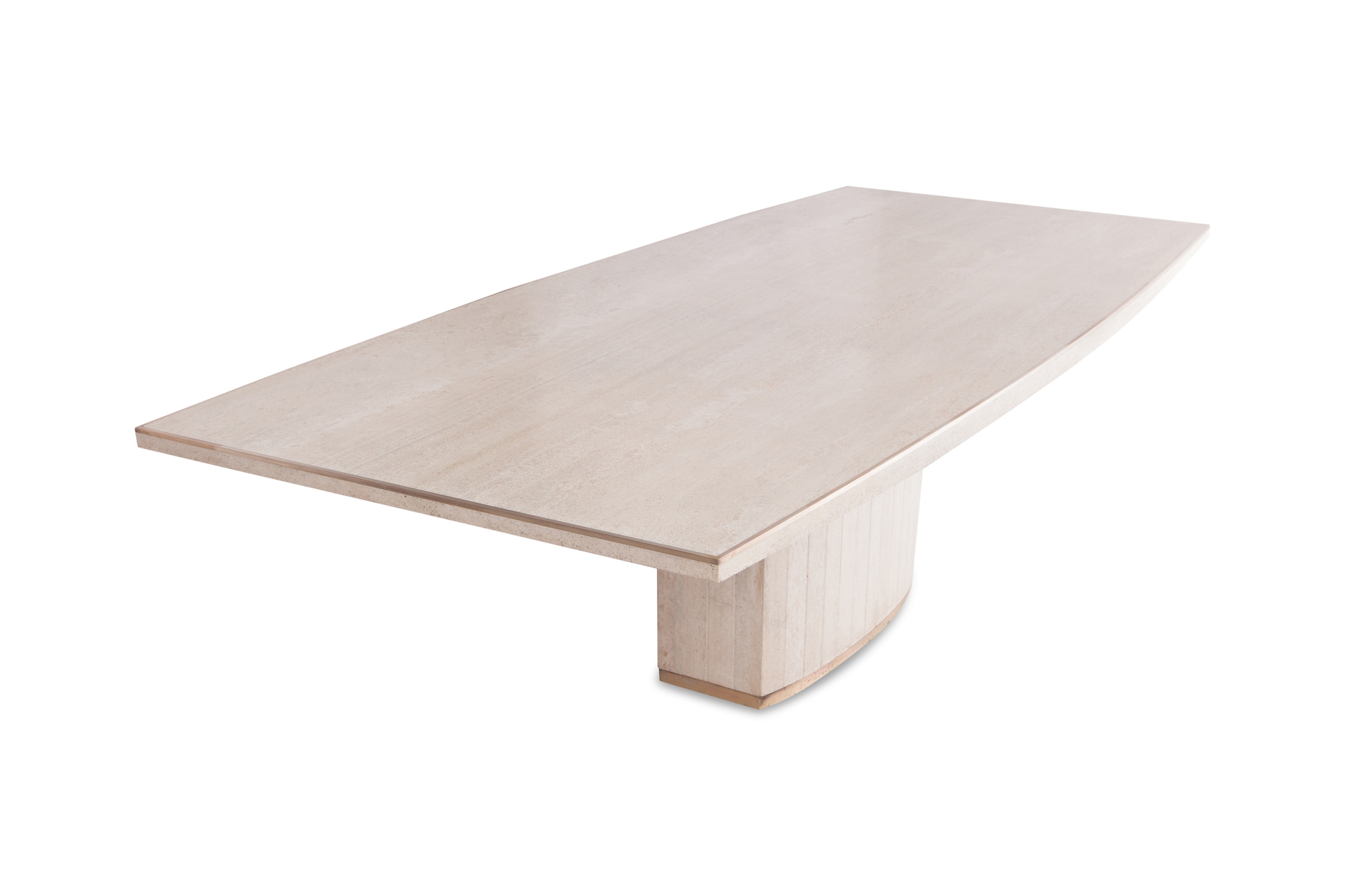 Travertine dining table with brass details, Willy Rizzo & Jean Charles - 1970s