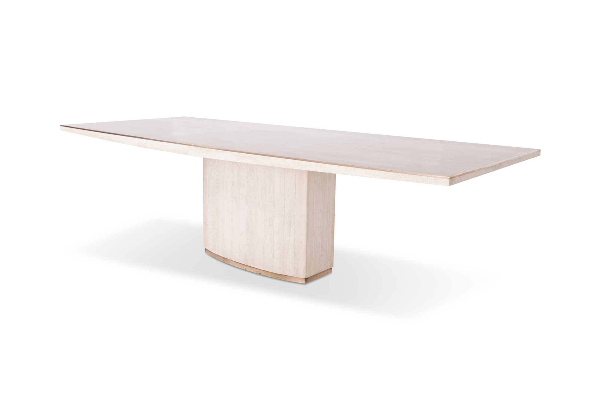 Travertine dining table with brass details, Willy Rizzo & Jean Charles - 1970s