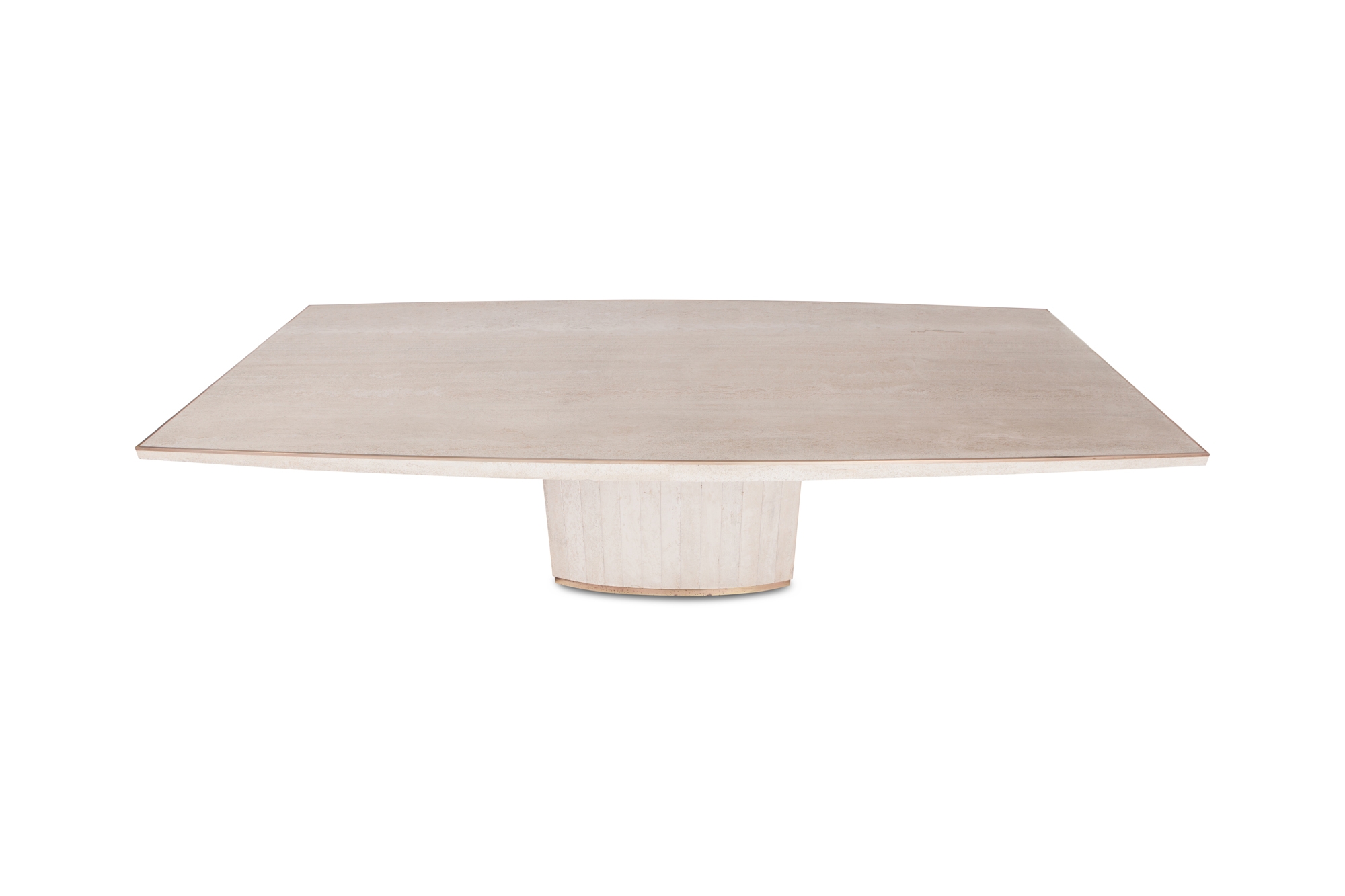 Travertine dining table with brass details, Willy Rizzo & Jean Charles - 1970s