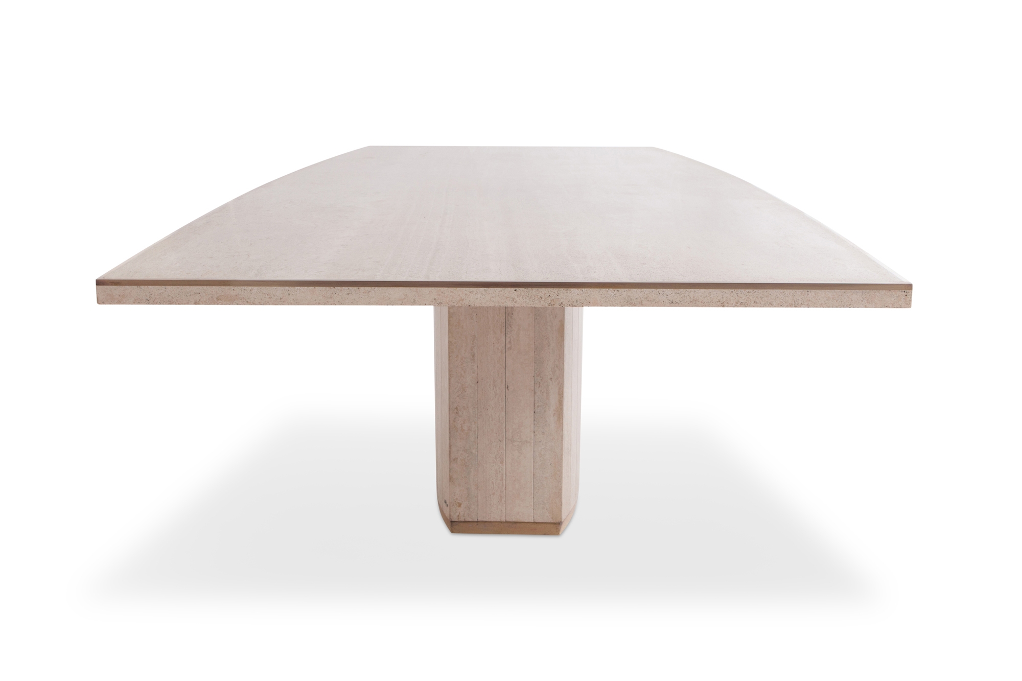 Travertine dining table with brass details, Willy Rizzo & Jean Charles - 1970s