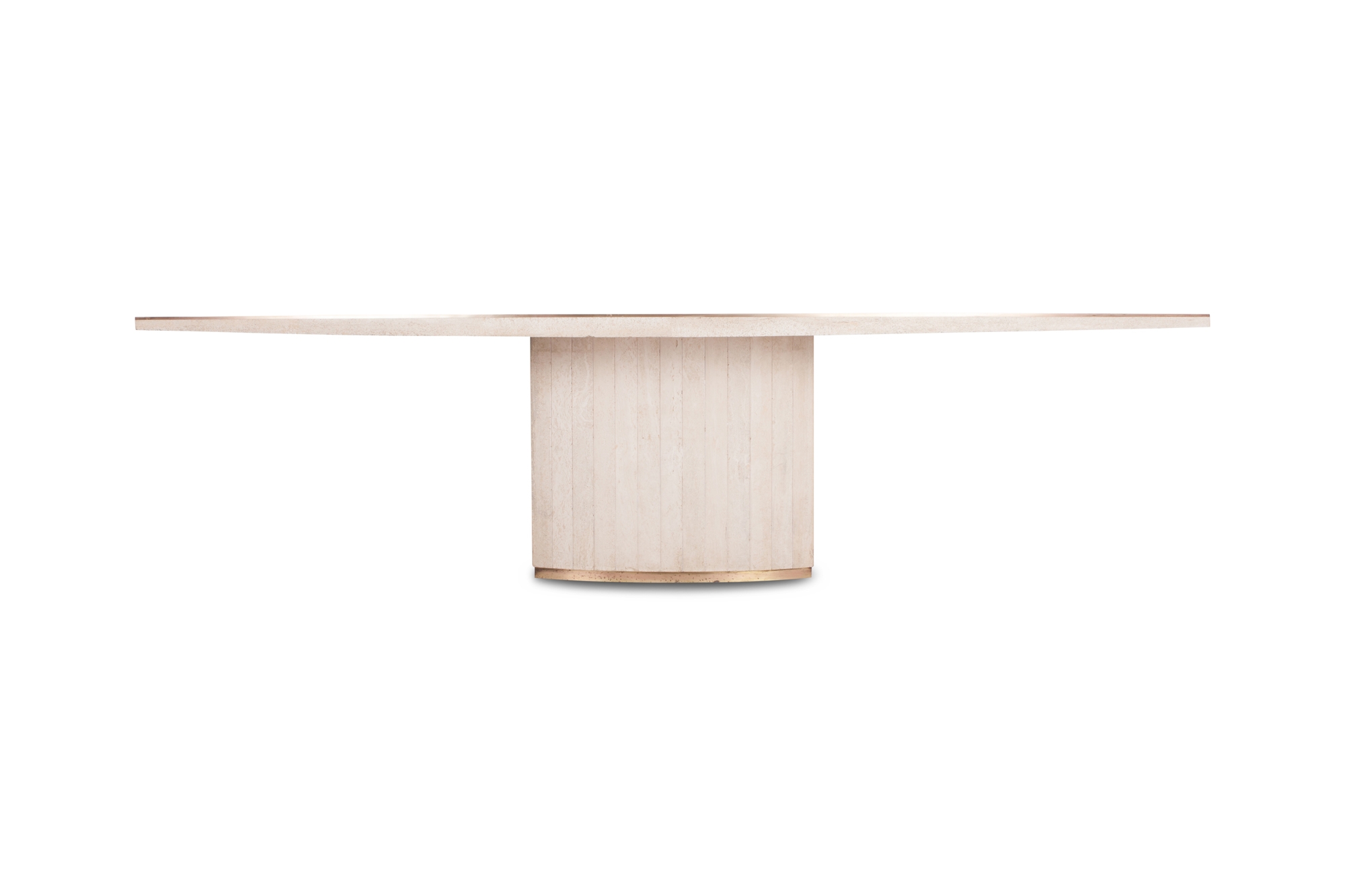 Travertine dining table with brass details, Willy Rizzo & Jean Charles - 1970s