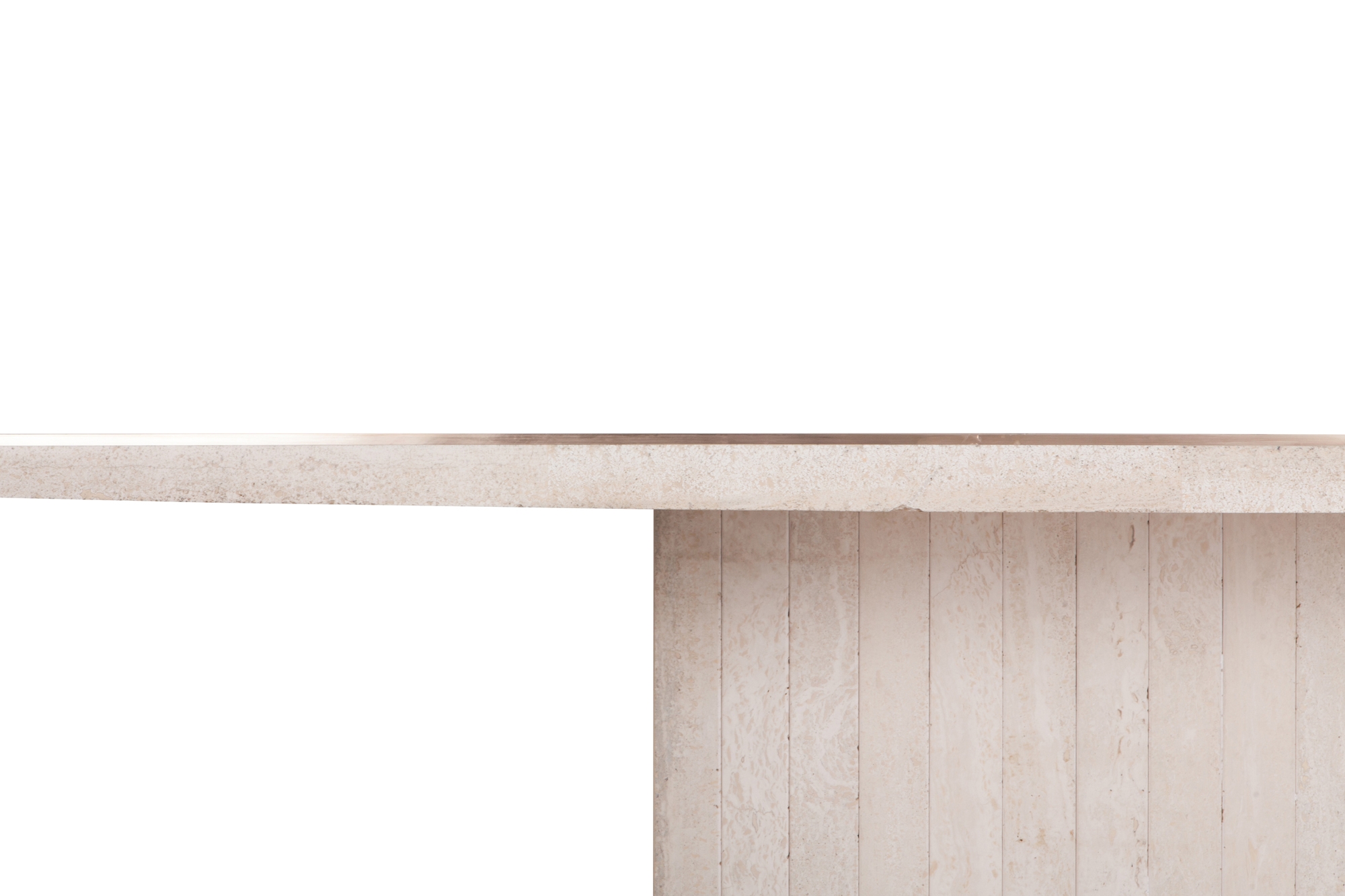Travertine dining table with brass details, Willy Rizzo & Jean Charles - 1970s