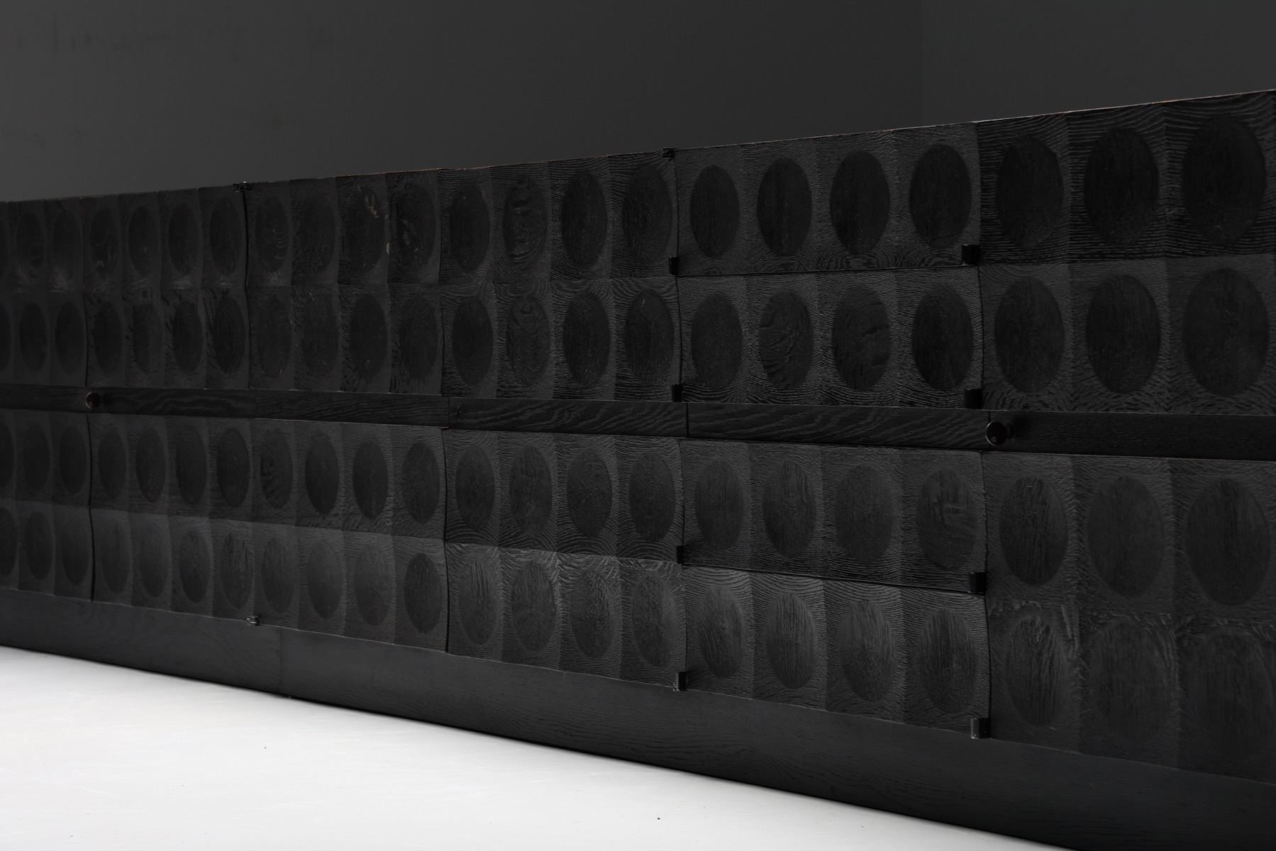 De Coene Brutalist Cabinet with Circular Patterned Doors - 1970's