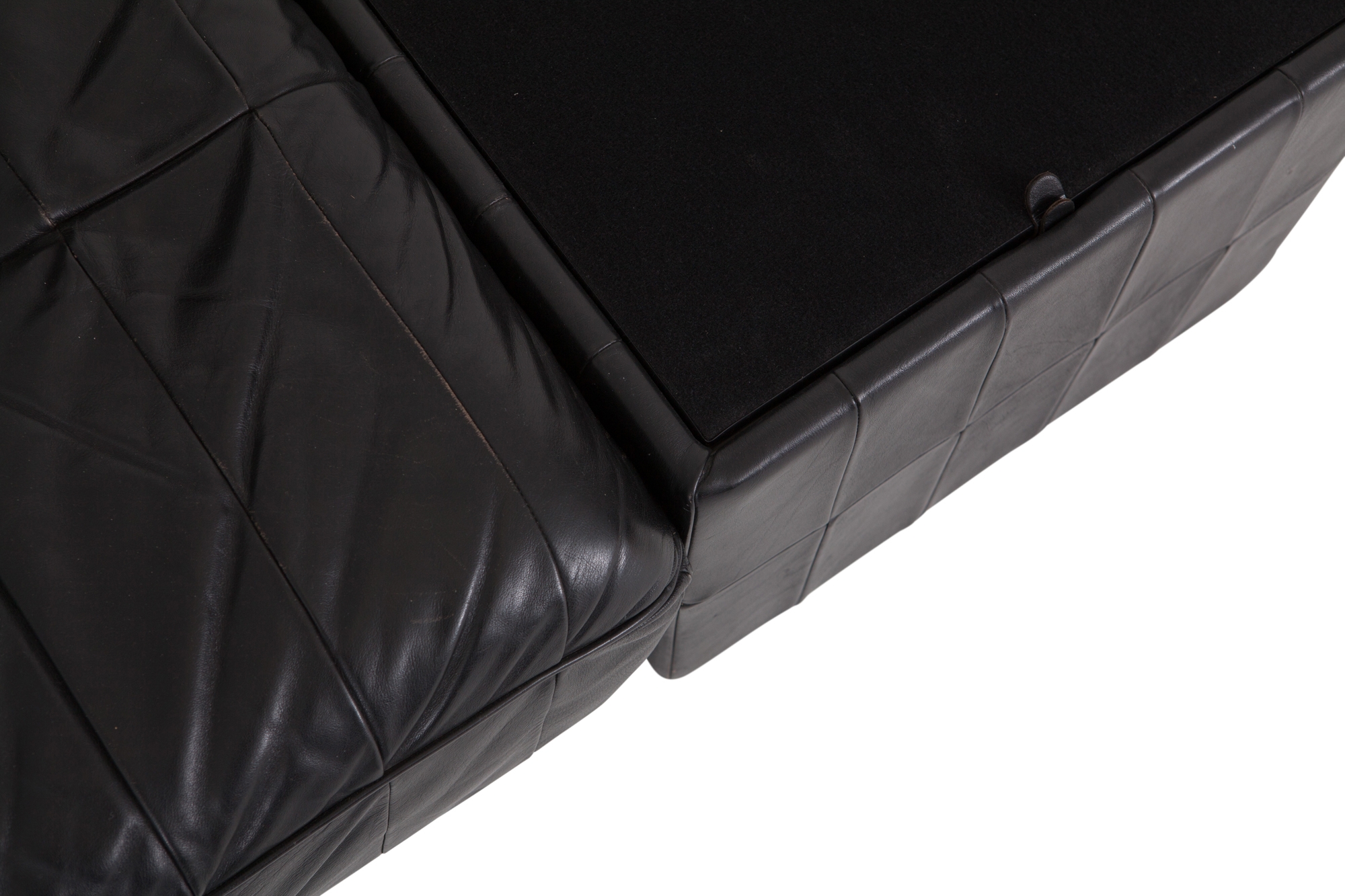 Black Leather Sectional & Modular De Sede Switzerland Patchwork Sofa DS 88 - 1980s