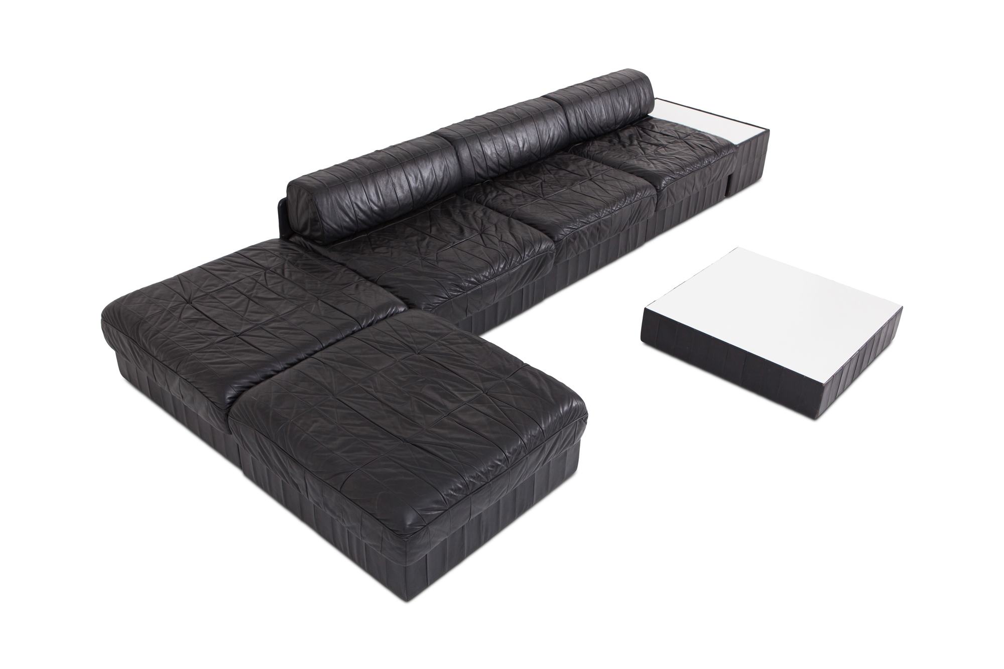 Black Leather Sectional & Modular De Sede Switzerland Patchwork Sofa DS 88 - 1980s