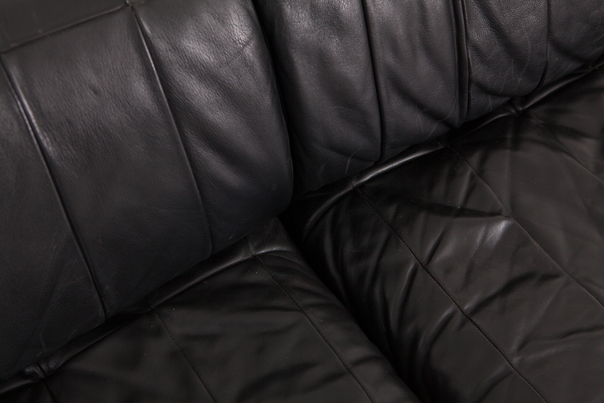 Black Leather Sectional & Modular De Sede Switzerland Patchwork Sofa DS 88 - 1980s