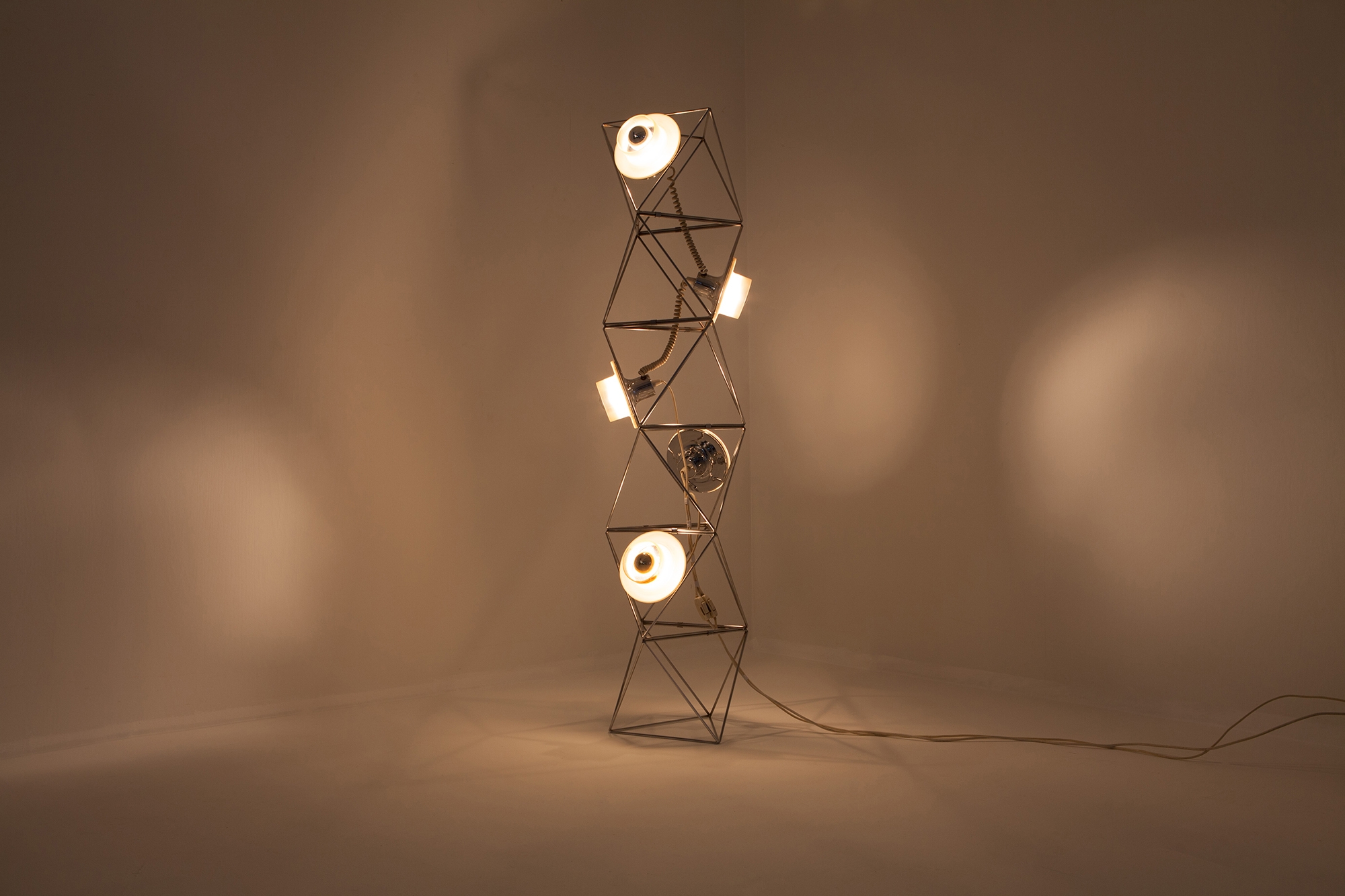 Modular Space Age Floor Lamp Poliedra by Felice Ragazzo for Guzzini - 1970