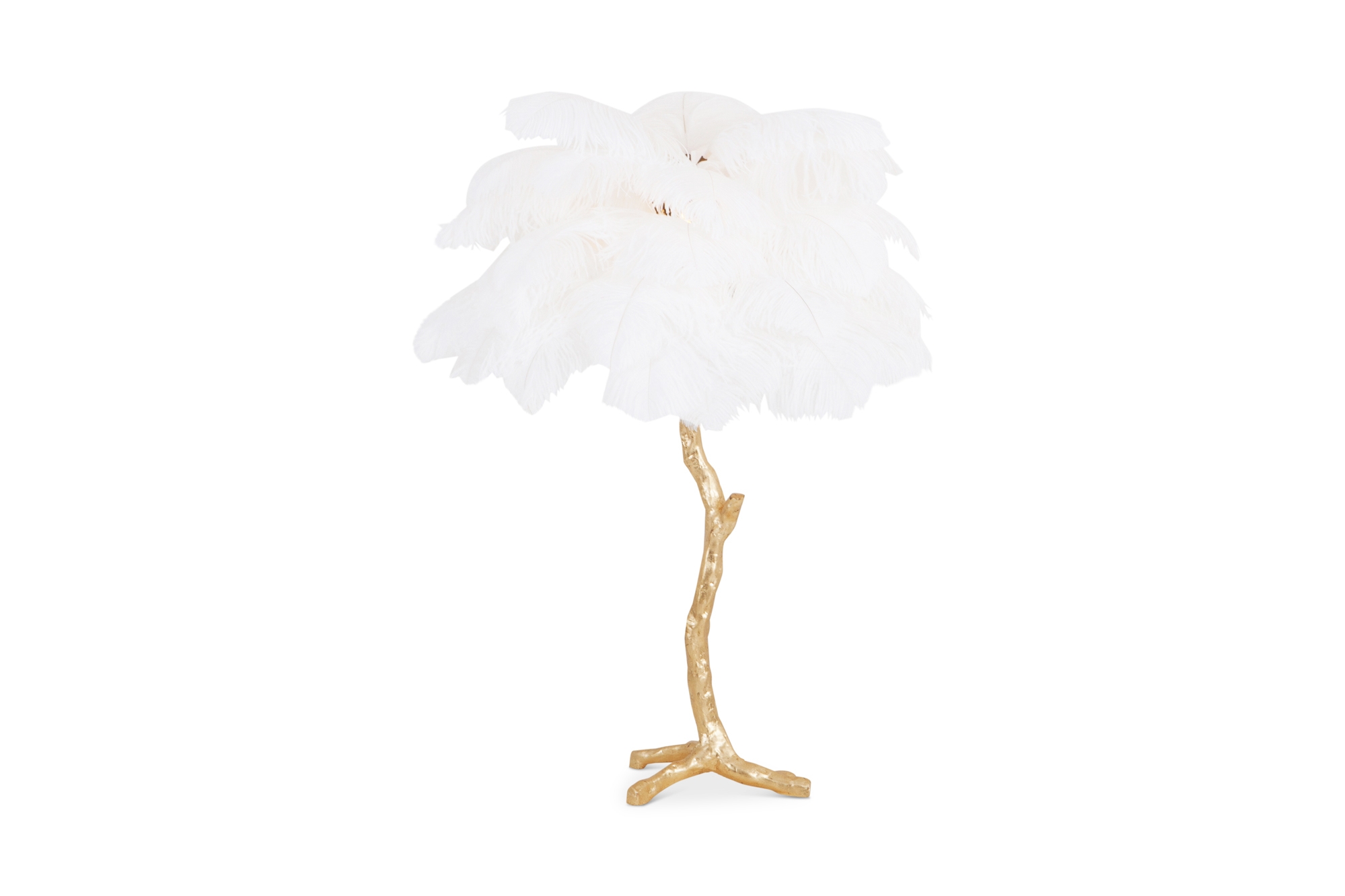 Gold Palm Tree Lamp With White Feathers - 2018