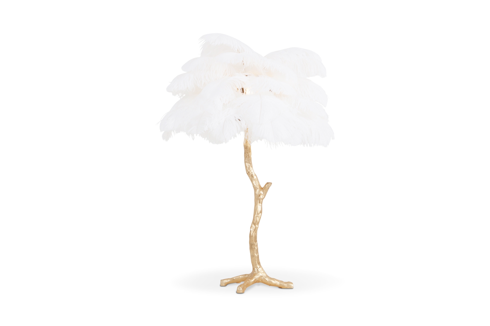 Gold Palm Tree Lamp With White Feathers - 2018