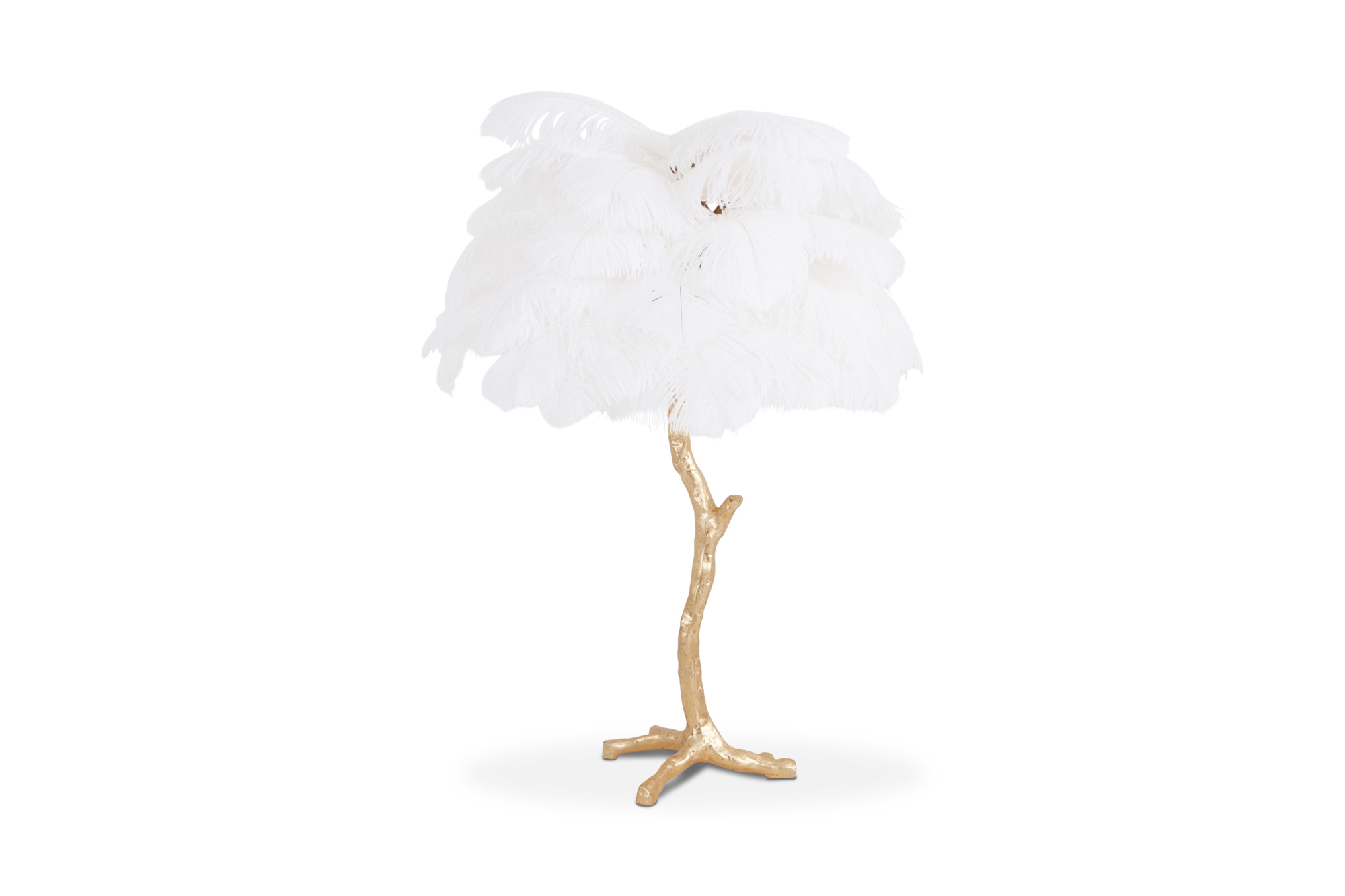 Gold Palm Tree Lamp With White Feathers - 2018