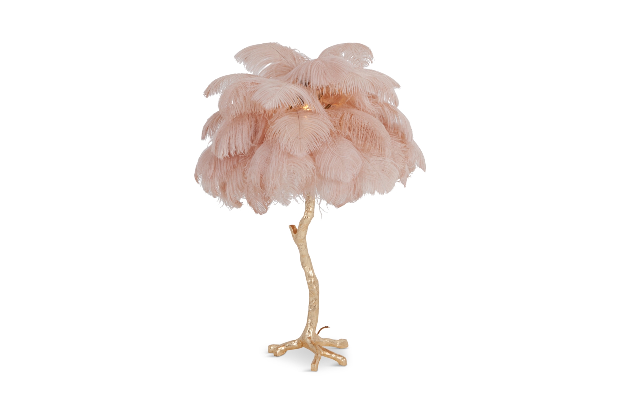 Gold Palm Tree Lamp With Pink Feathers - 2018